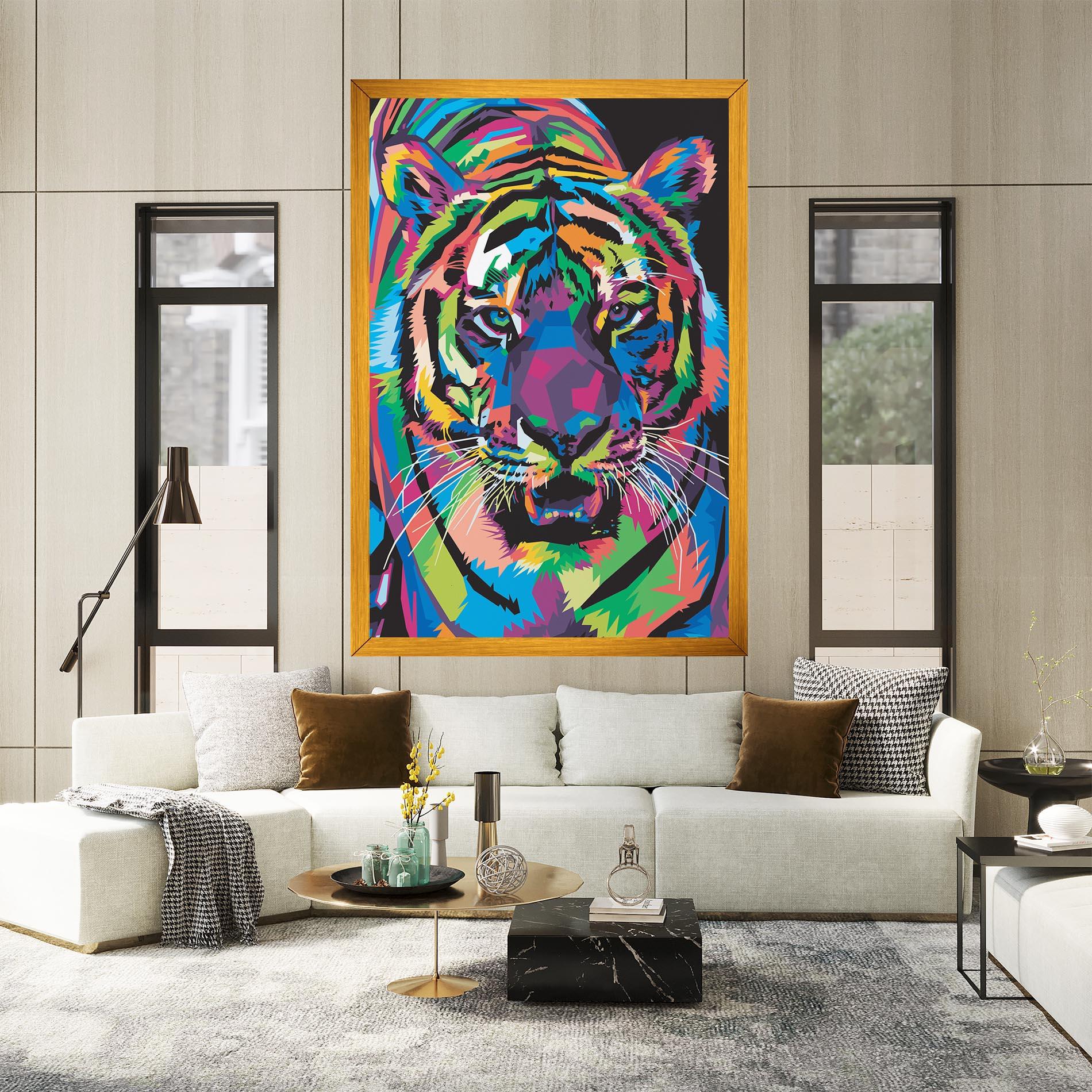 Leinwandbild Mix Color Tiger mockup 2
