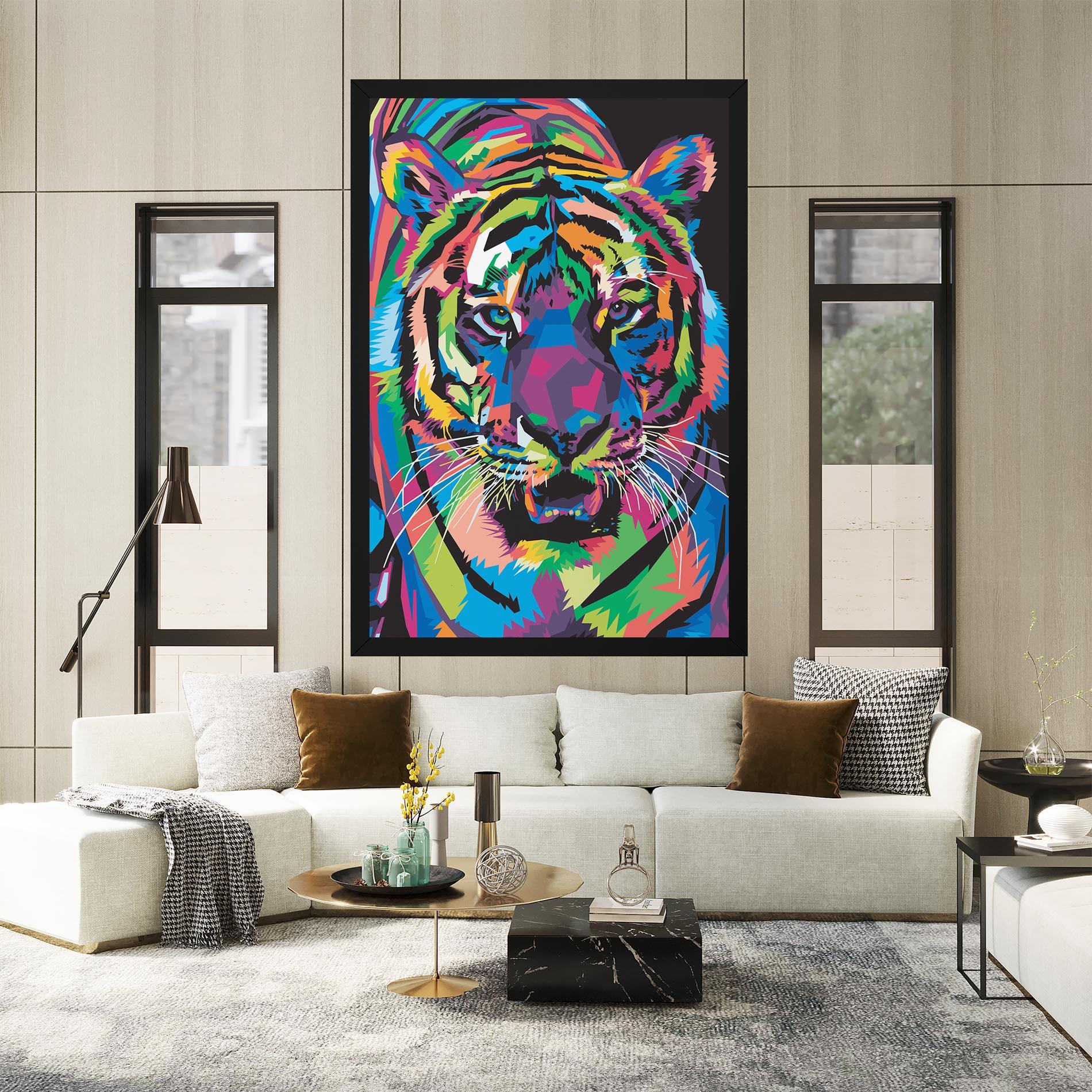 Leinwandbild Mix Color Tiger mockup 2