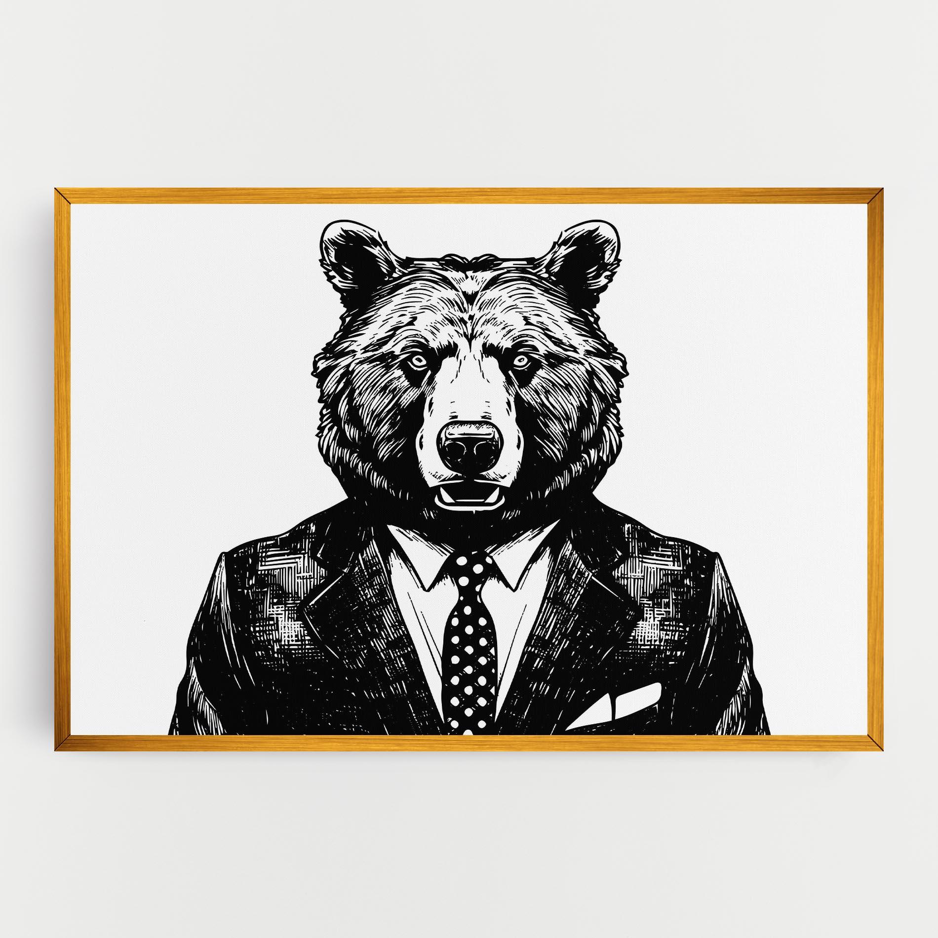 Leinwandbild Bear In Suit mockup 0