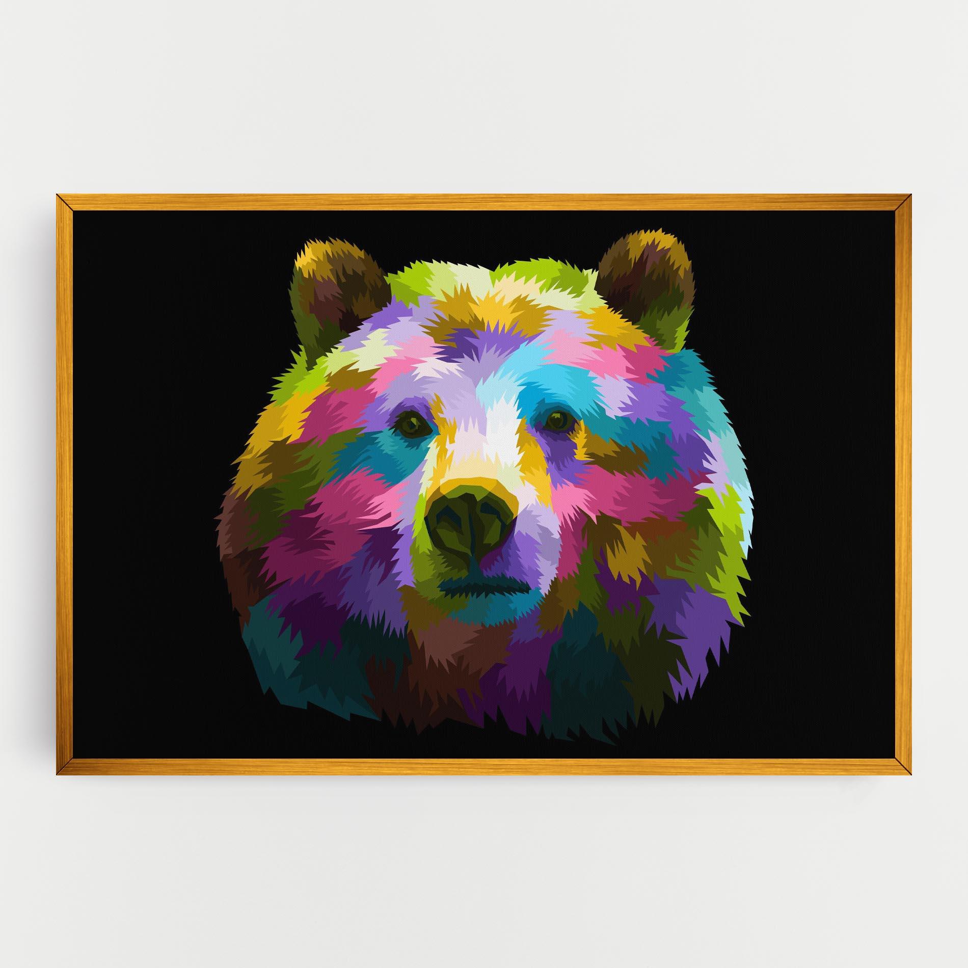 Leinwandbild Colorful Bear Head mockup 0