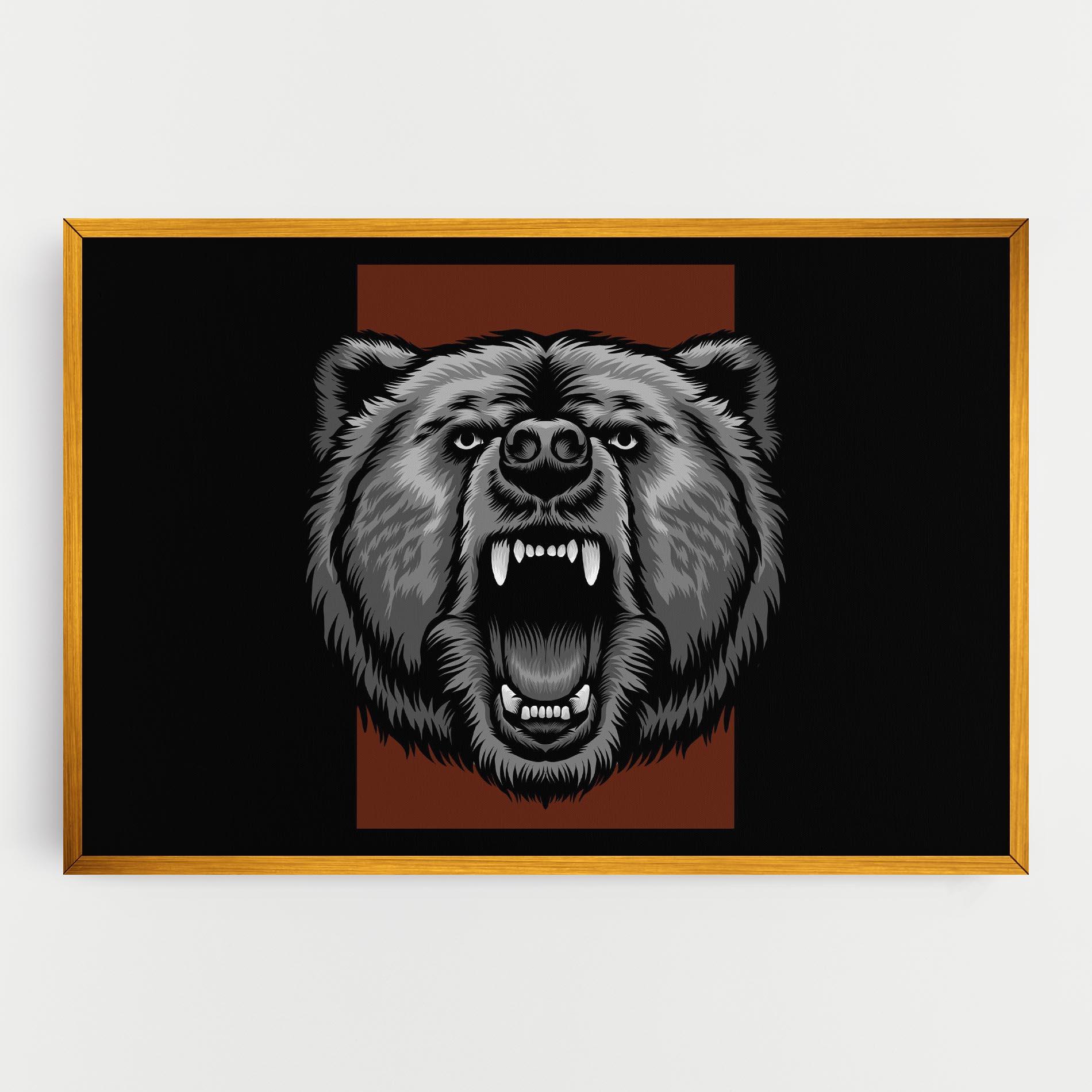 Leinwandbild Grey Bear Head mockup 0