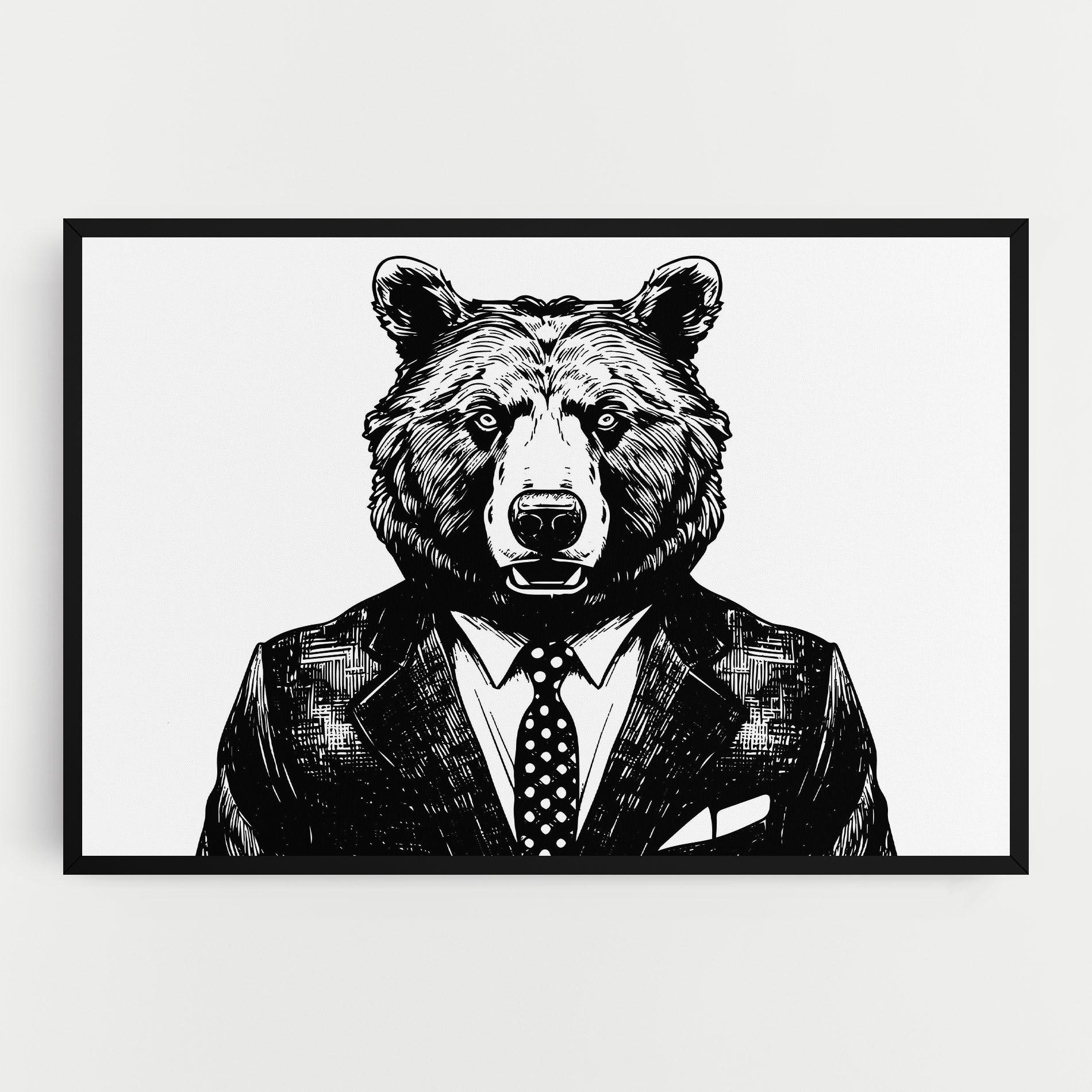 Leinwandbild Bear In Suit mockup 0