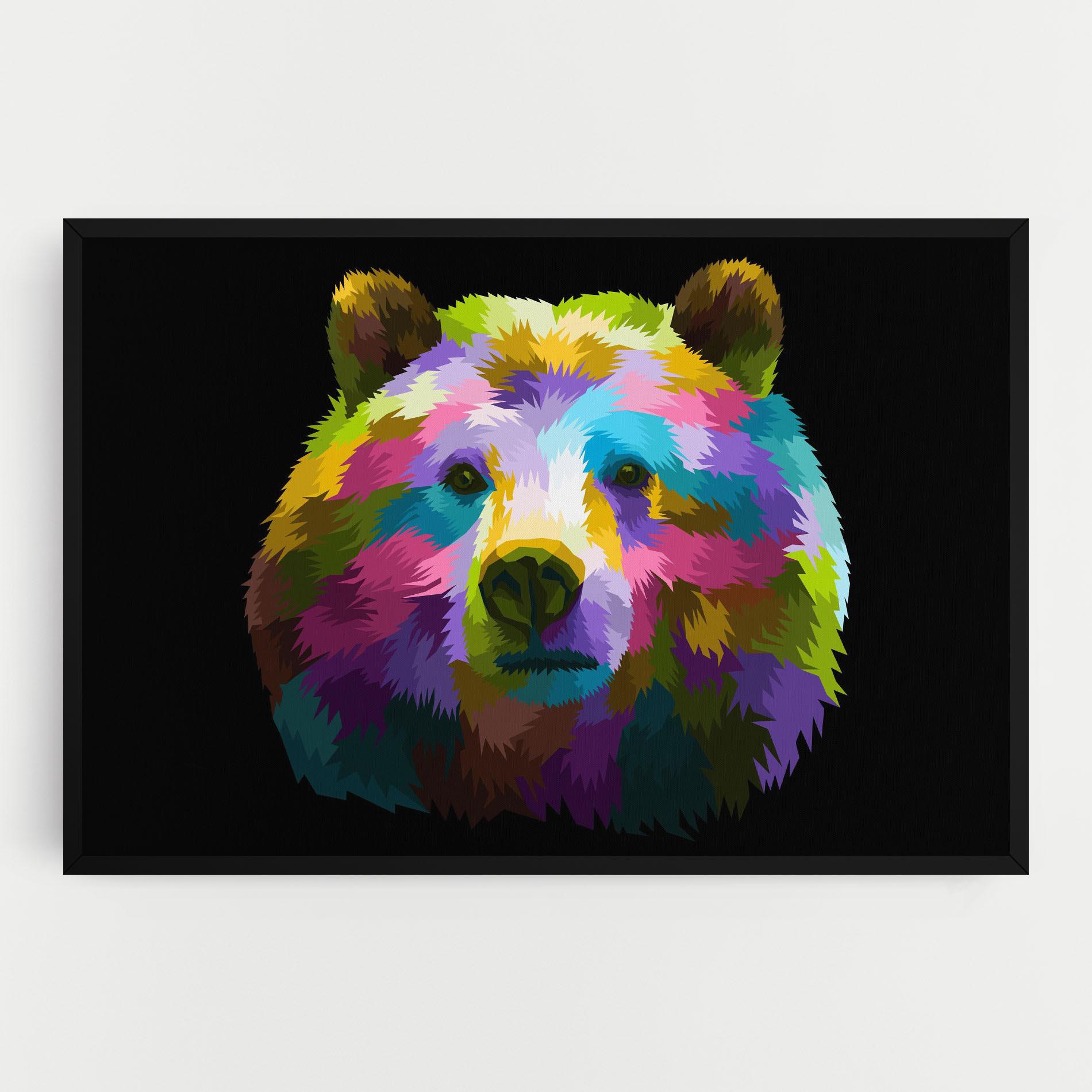 Leinwandbild Colorful Bear Head mockup 0