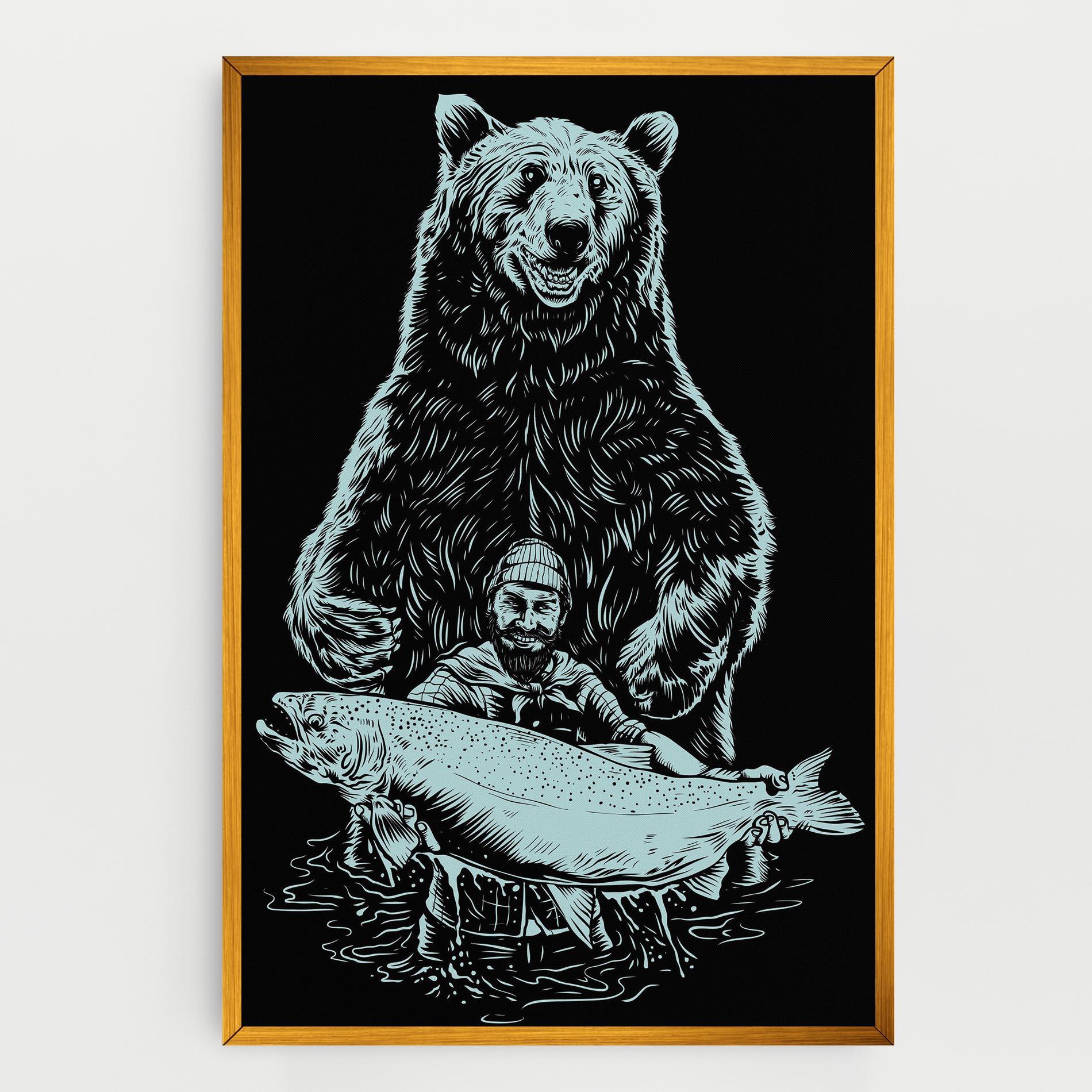 Leinwandbild Fishing Bear mockup 0