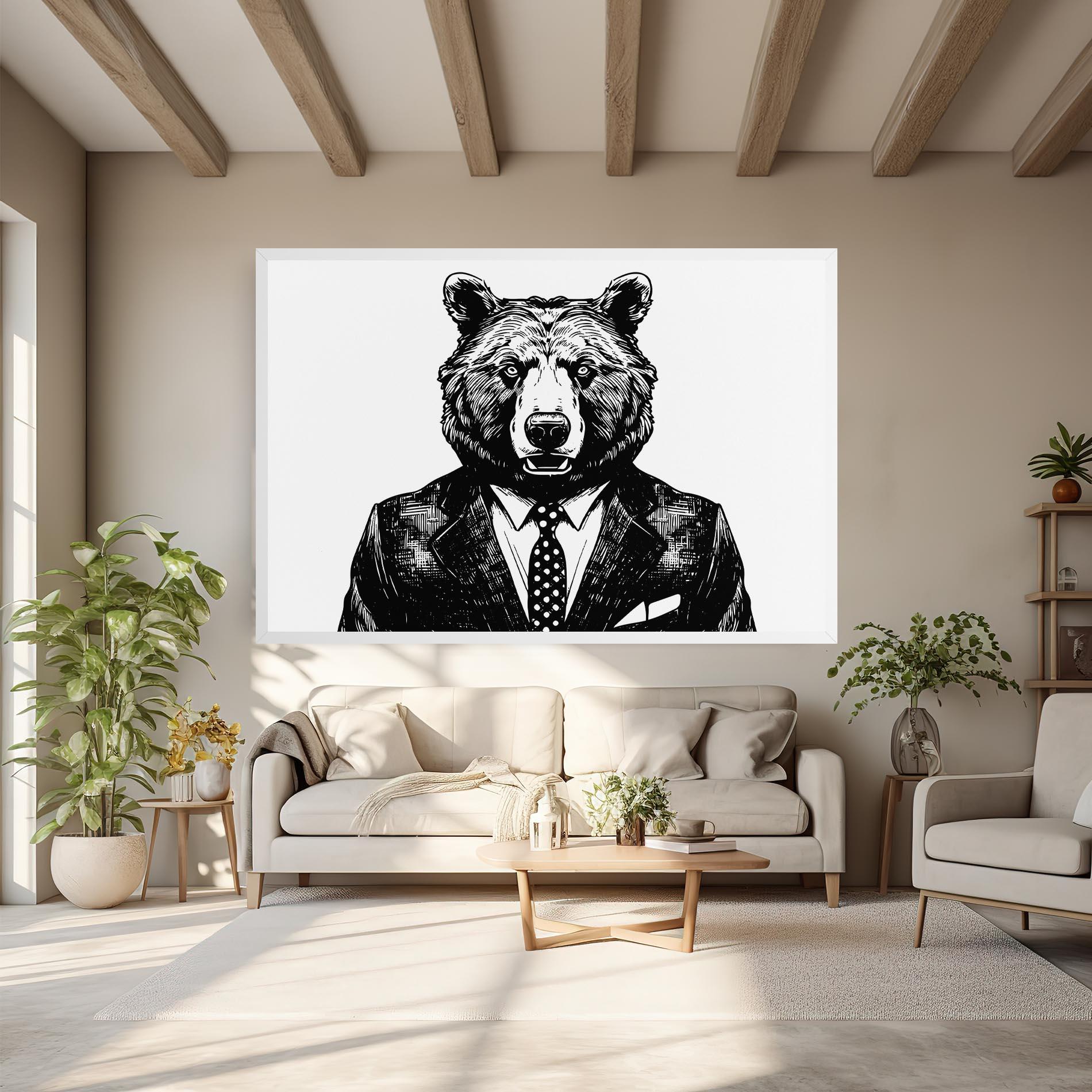 Leinwandbild Bear In Suit mockup 6
