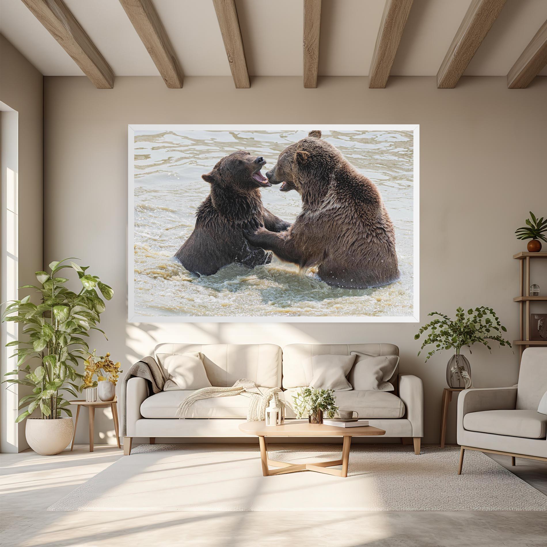 Leinwandbild Bears Fighting mockup 6