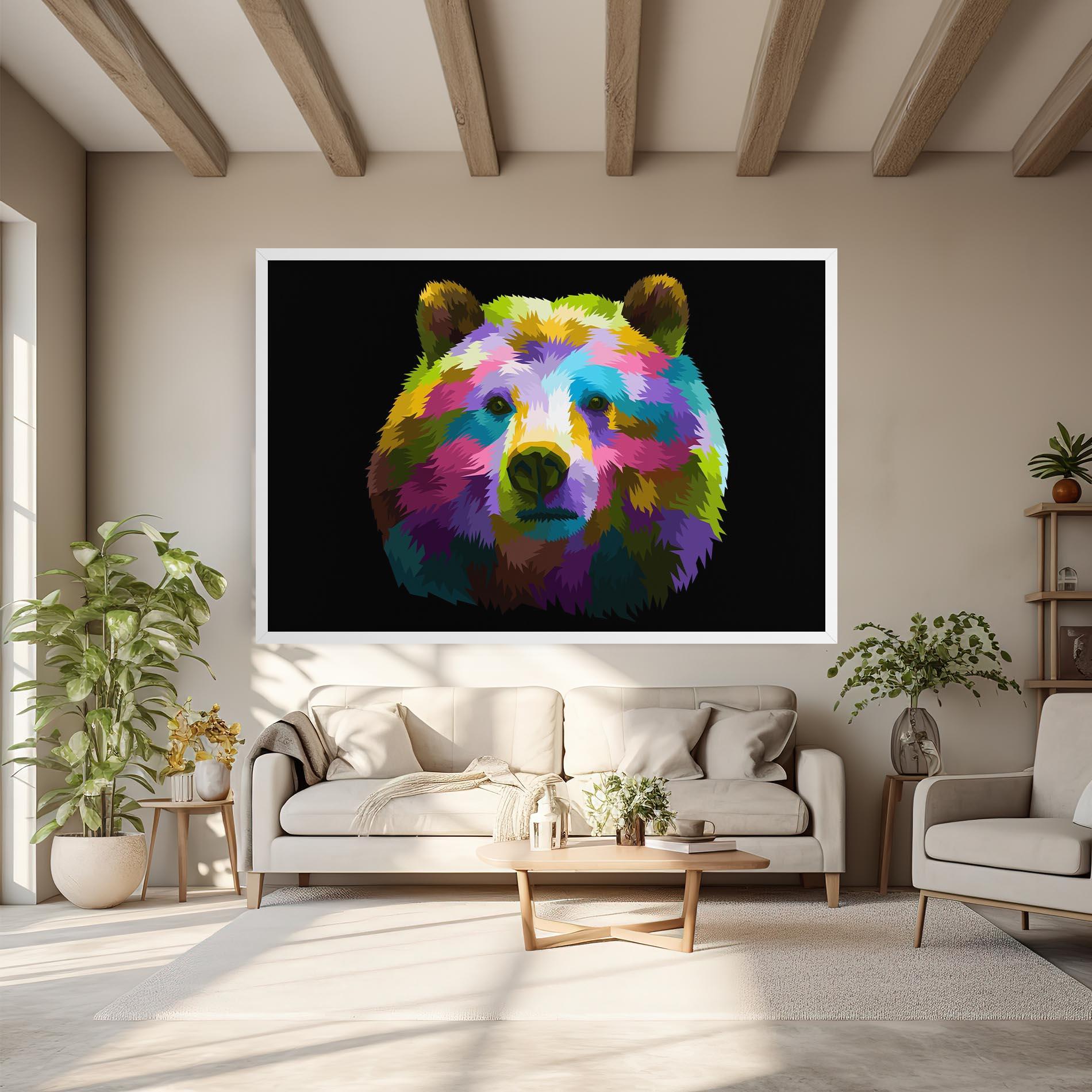 Leinwandbild Colorful Bear Head mockup 6