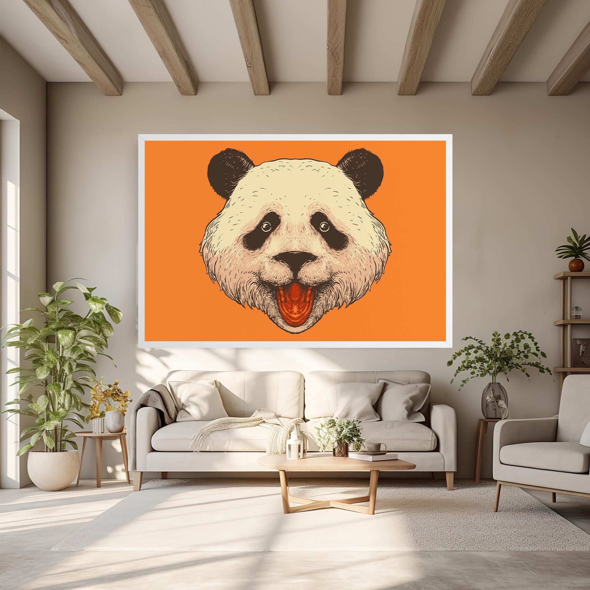 Leinwandbild Panda On Orange mockup 6
