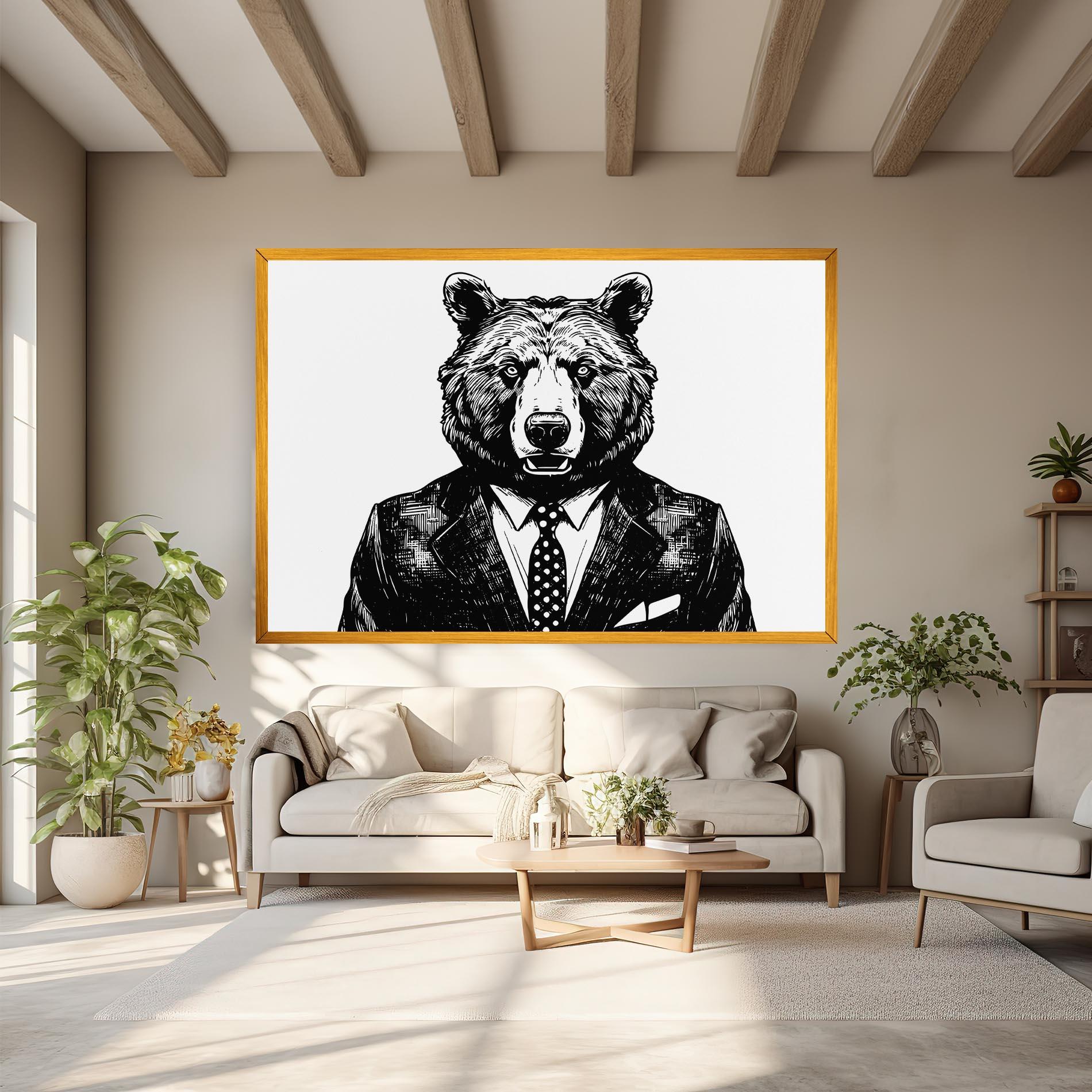 Leinwandbild Bear In Suit mockup 6