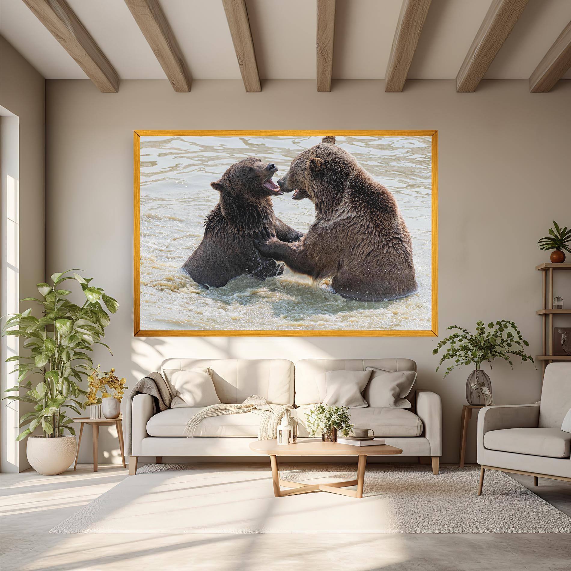 Leinwandbild Bears Fighting mockup 6