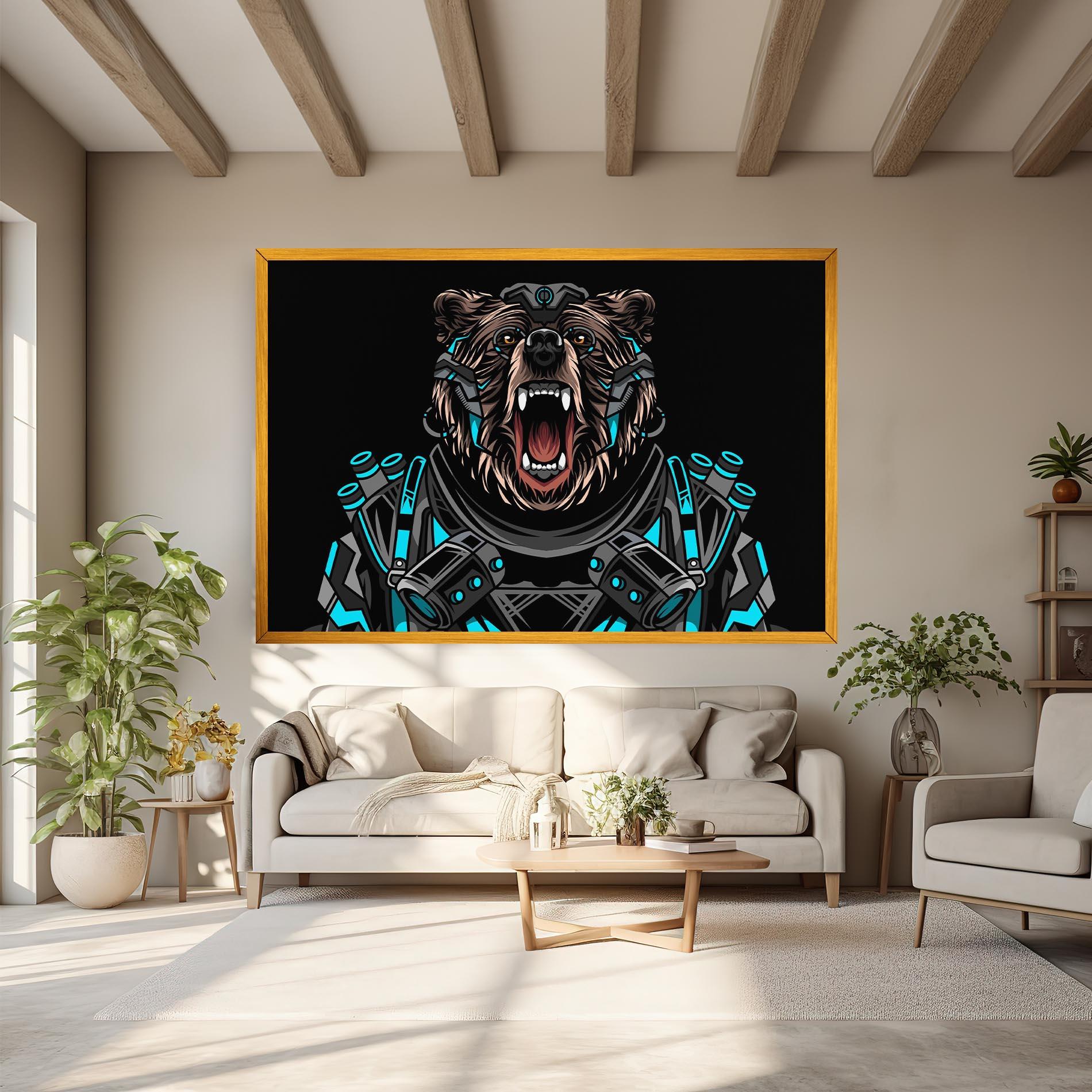 Leinwandbild Black Cyborg Bear mockup 6