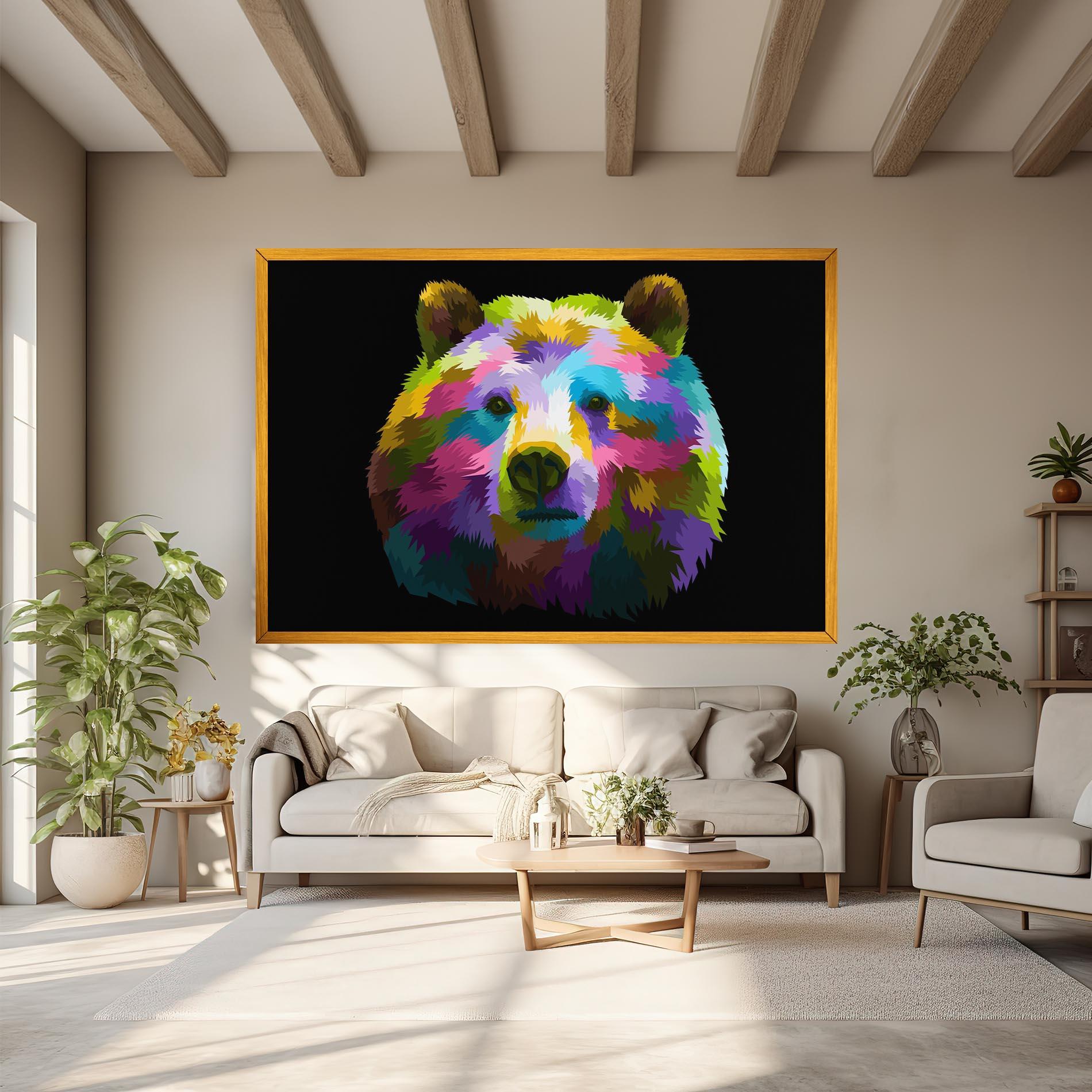 Leinwandbild Colorful Bear Head mockup 6