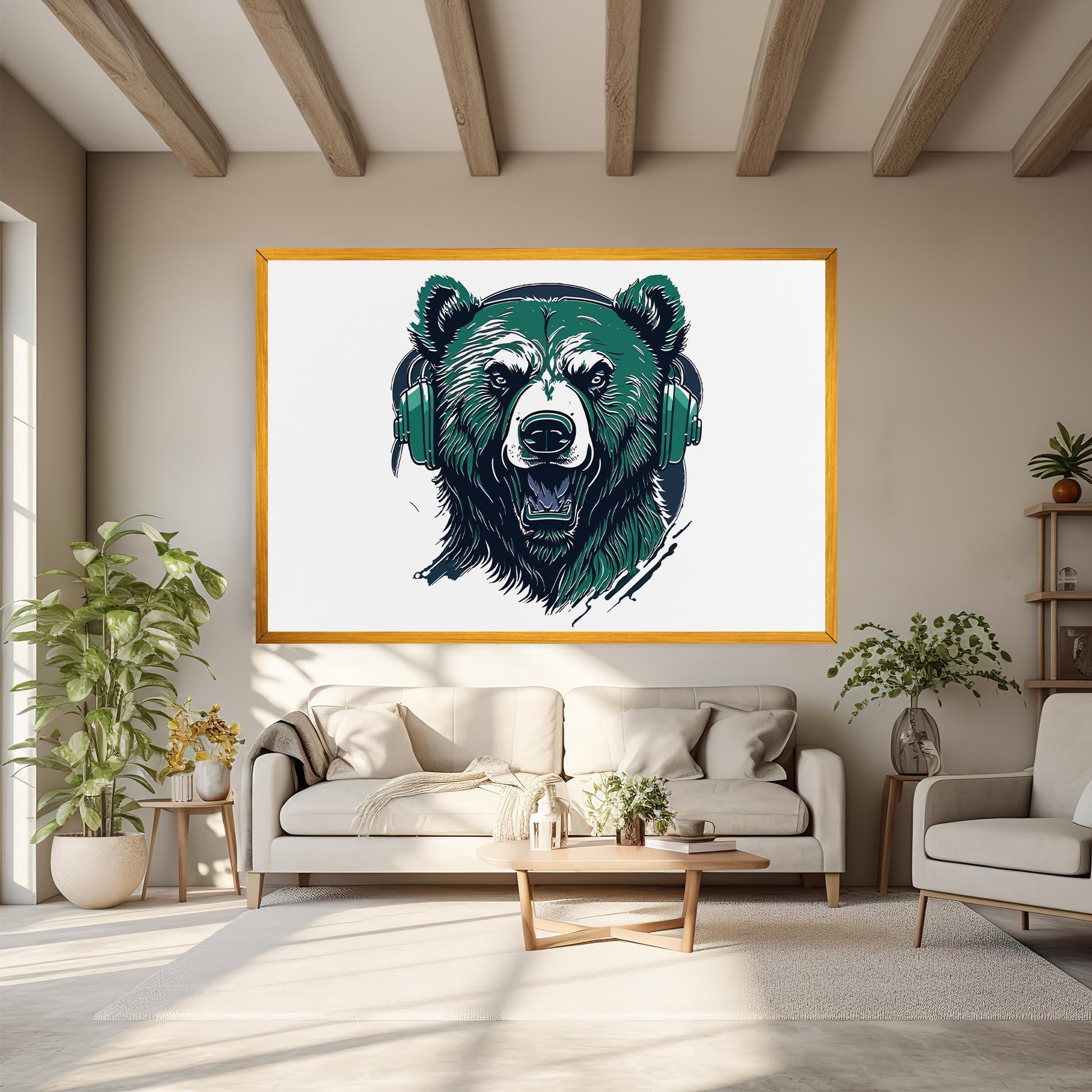 Leinwandbild Green Music Bear mockup 6