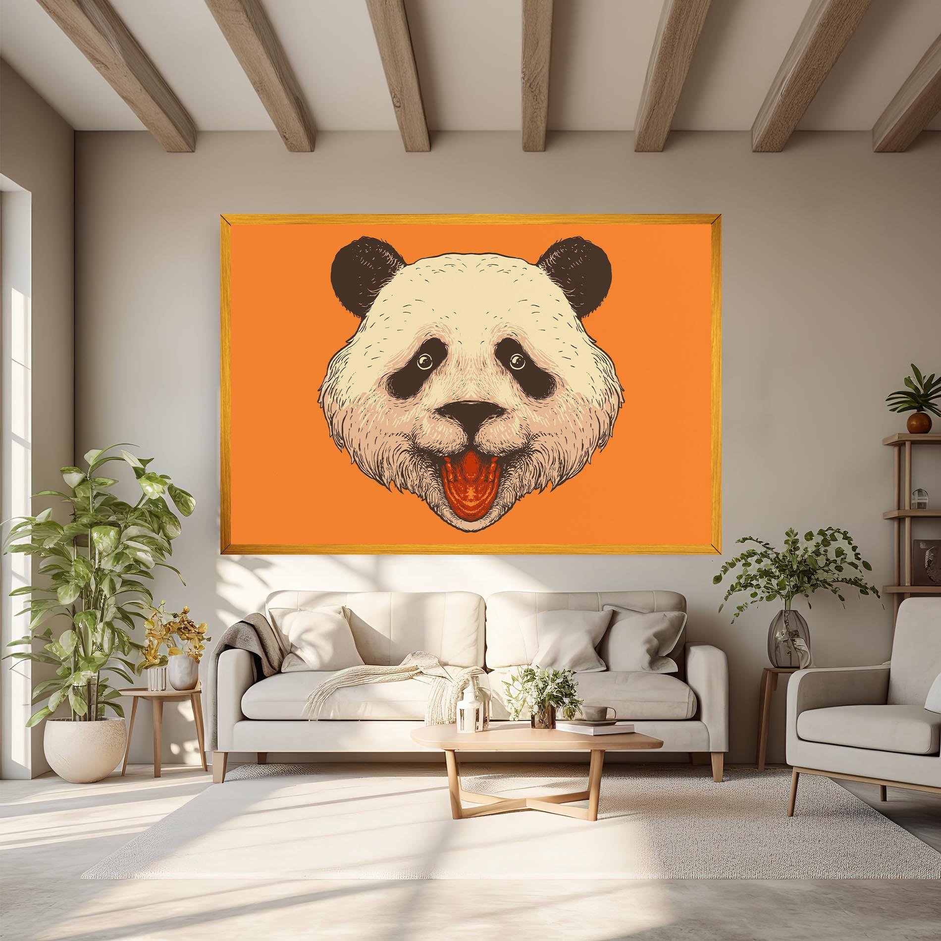 Leinwandbild Panda On Orange mockup 6