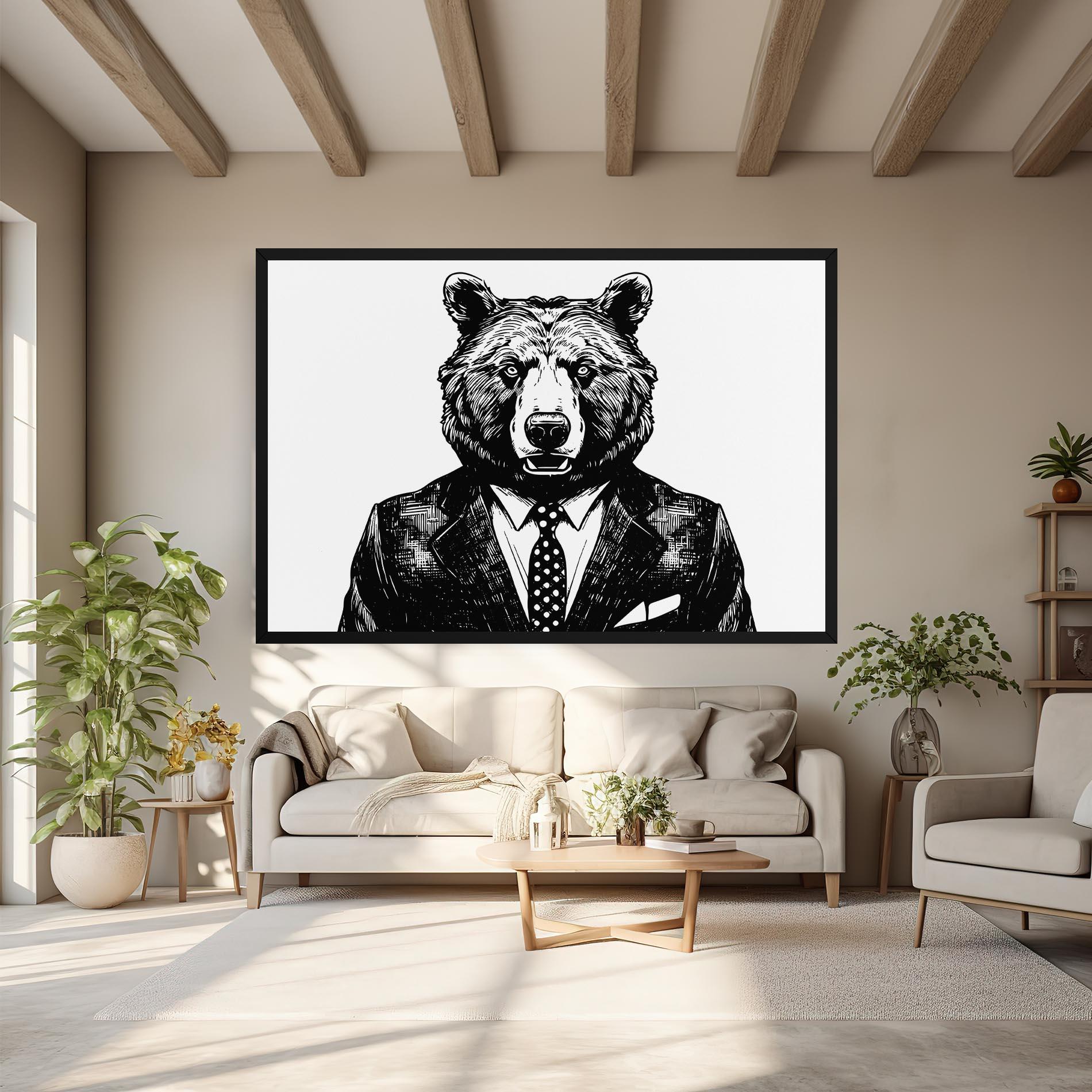 Leinwandbild Bear In Suit mockup 6