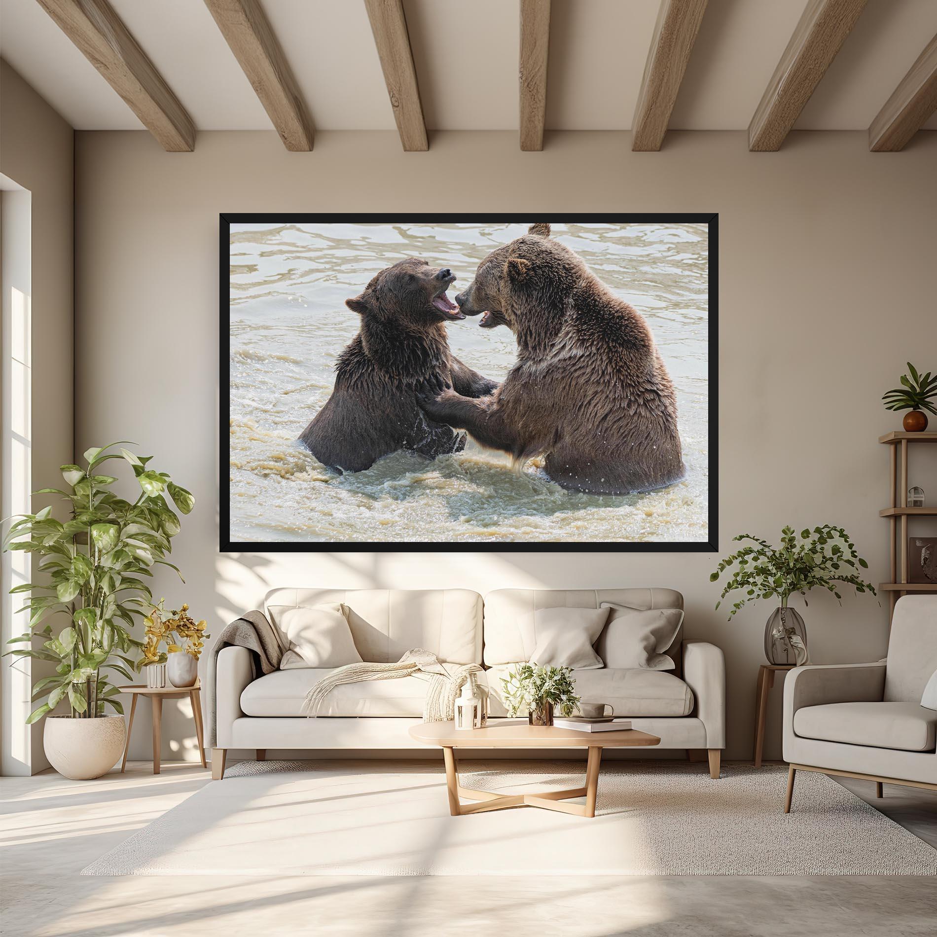 Leinwandbild Bears Fighting mockup 6