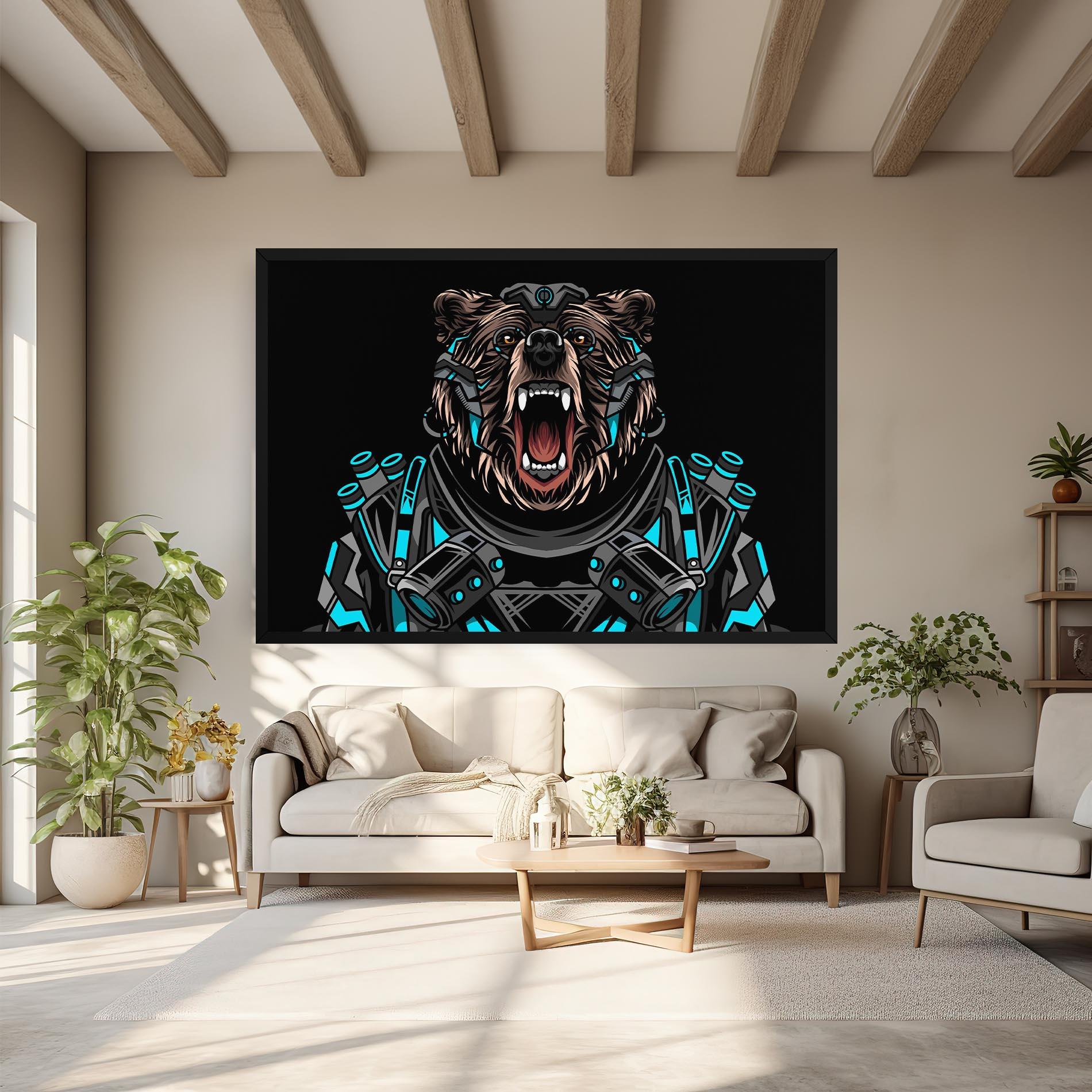 Leinwandbild Black Cyborg Bear mockup 6