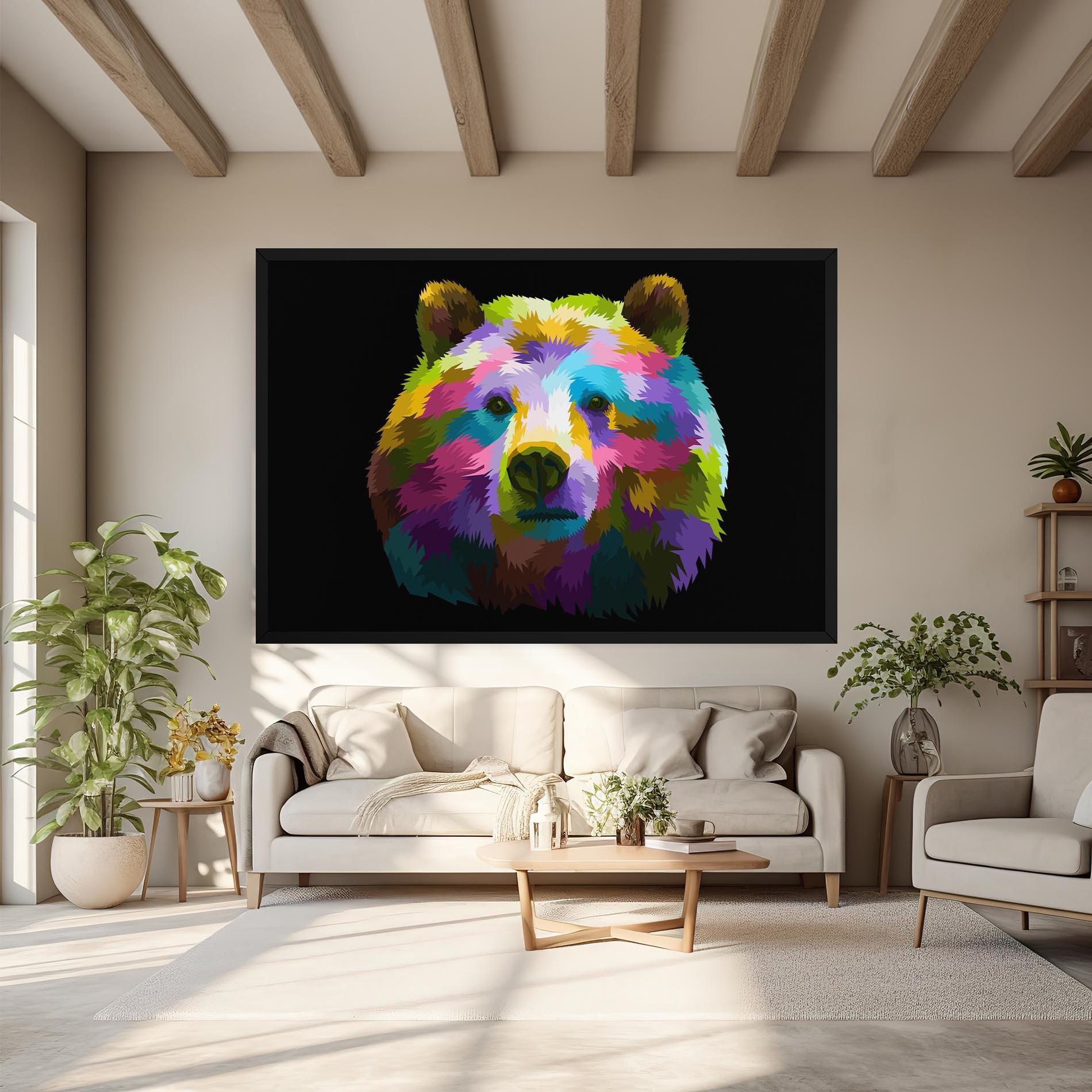 Leinwandbild Colorful Bear Head mockup 6