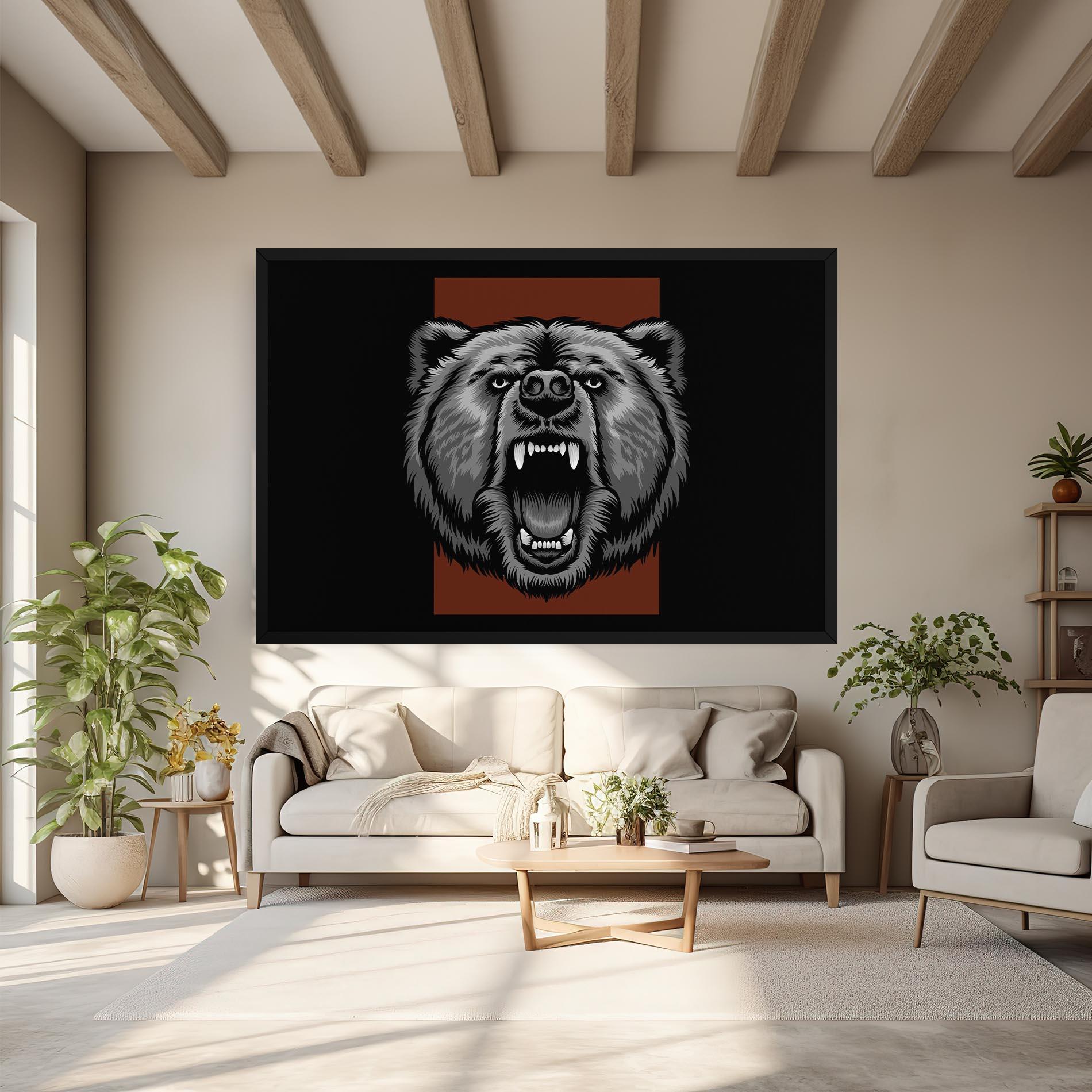 Leinwandbild Grey Bear Head mockup 6