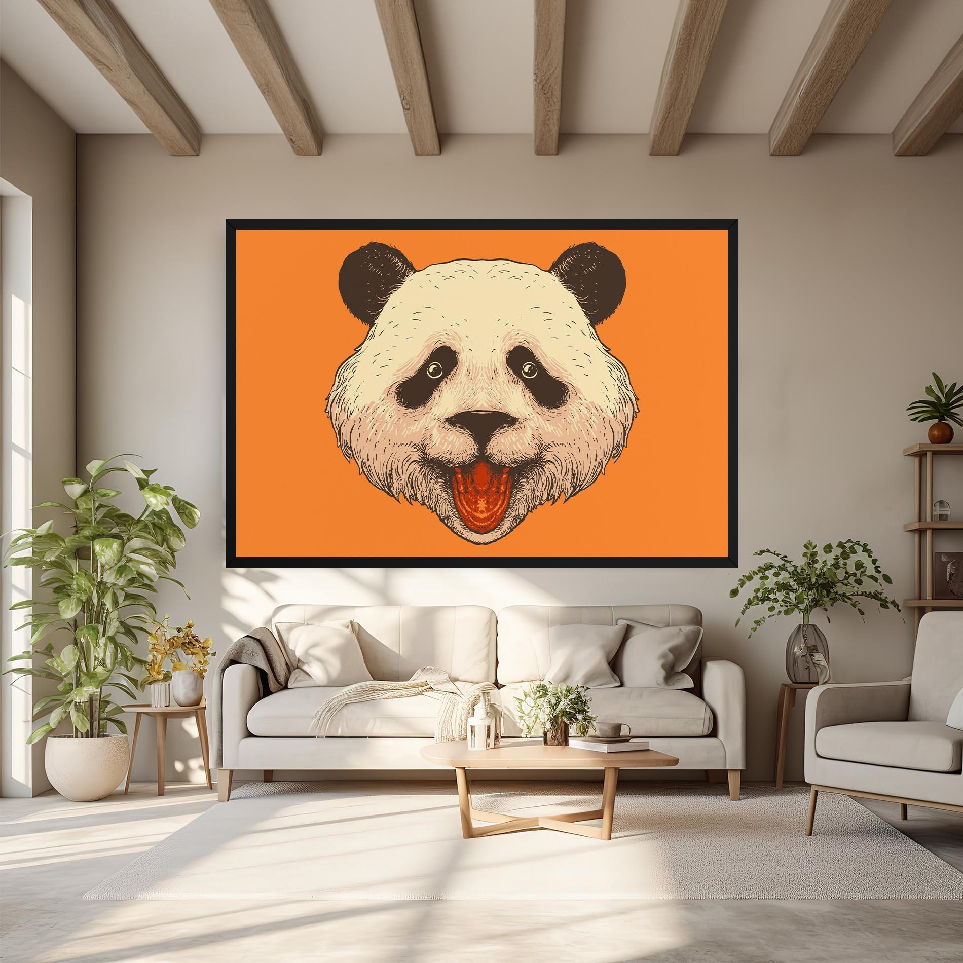 Leinwandbild Panda On Orange mockup 6