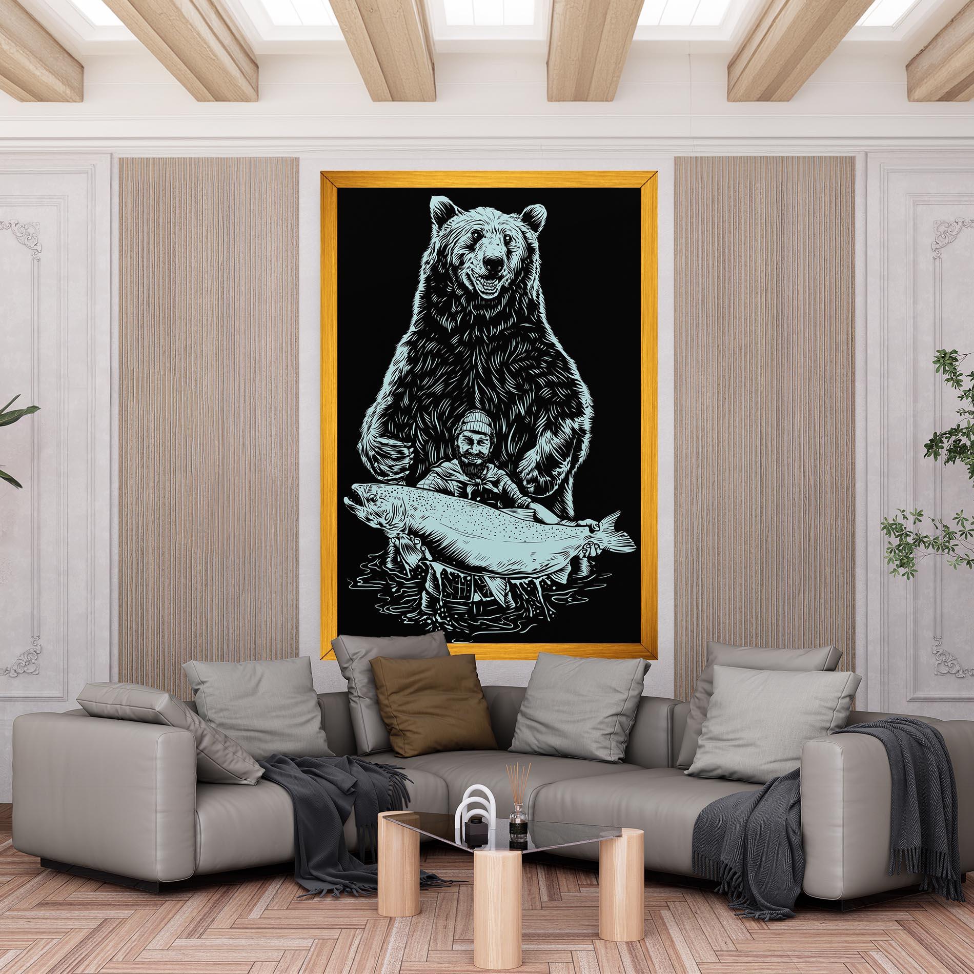 Leinwandbild Fishing Bear mockup 6