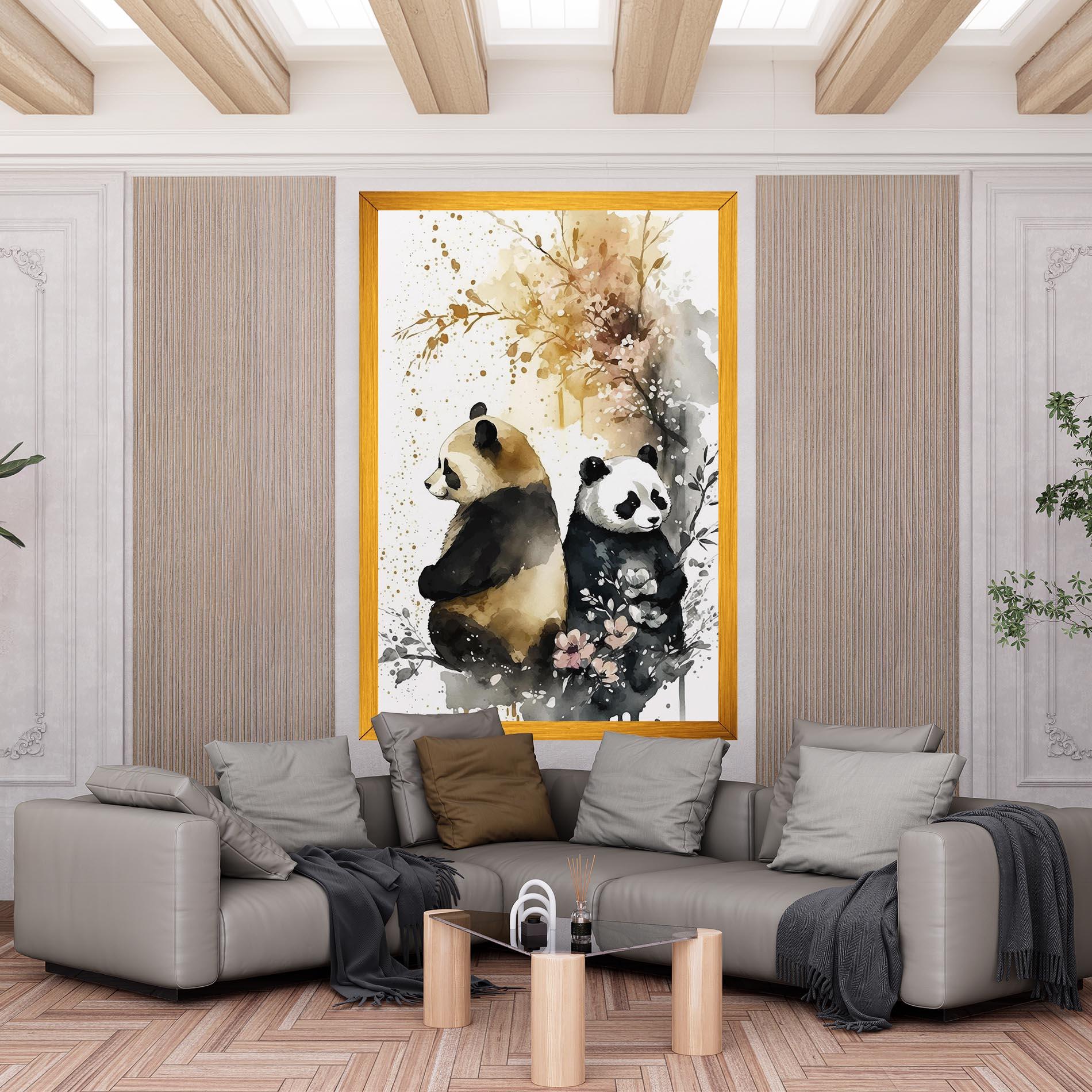 Leinwandbild Gold Panda Art mockup 6
