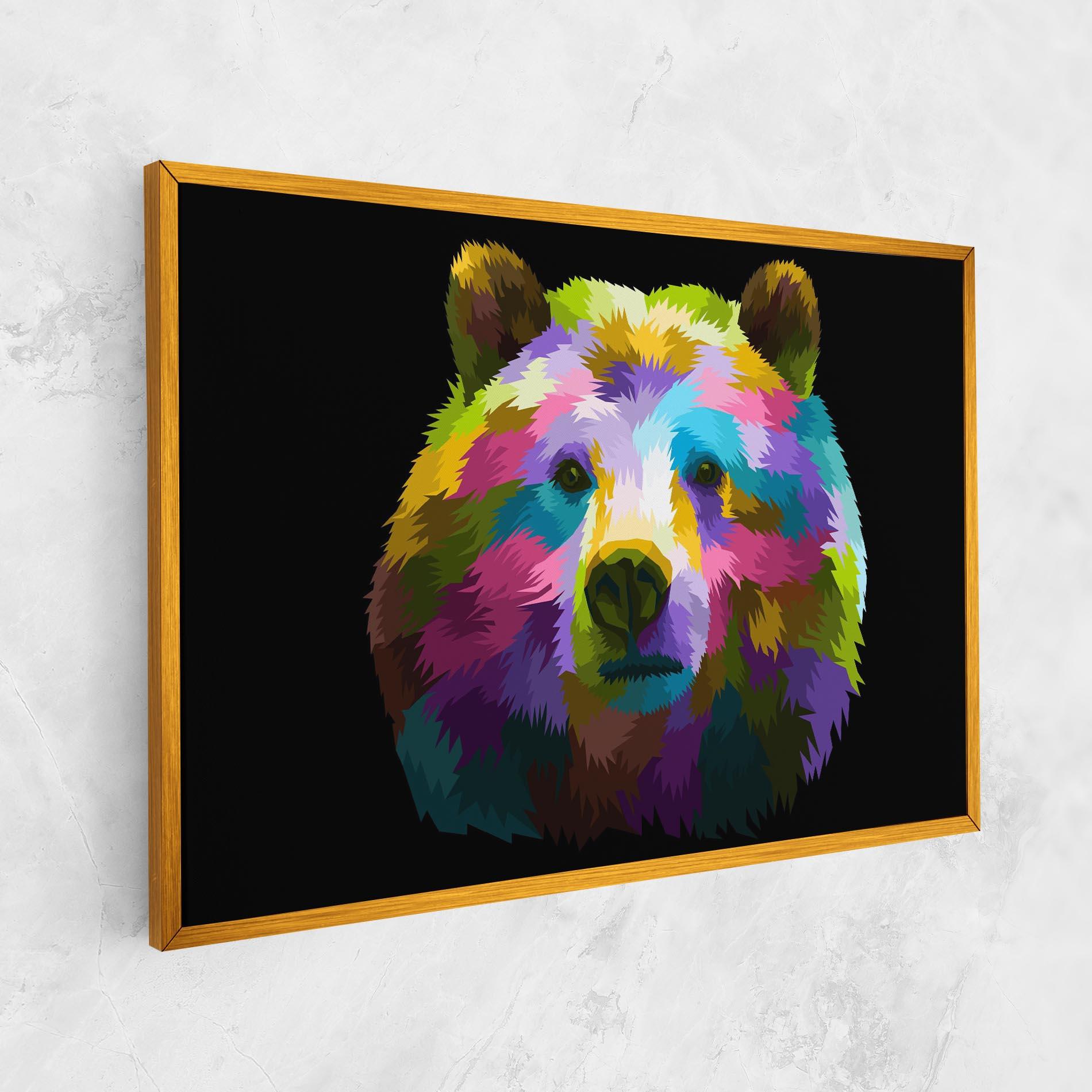 Leinwandbild Colorful Bear Head mockup 1