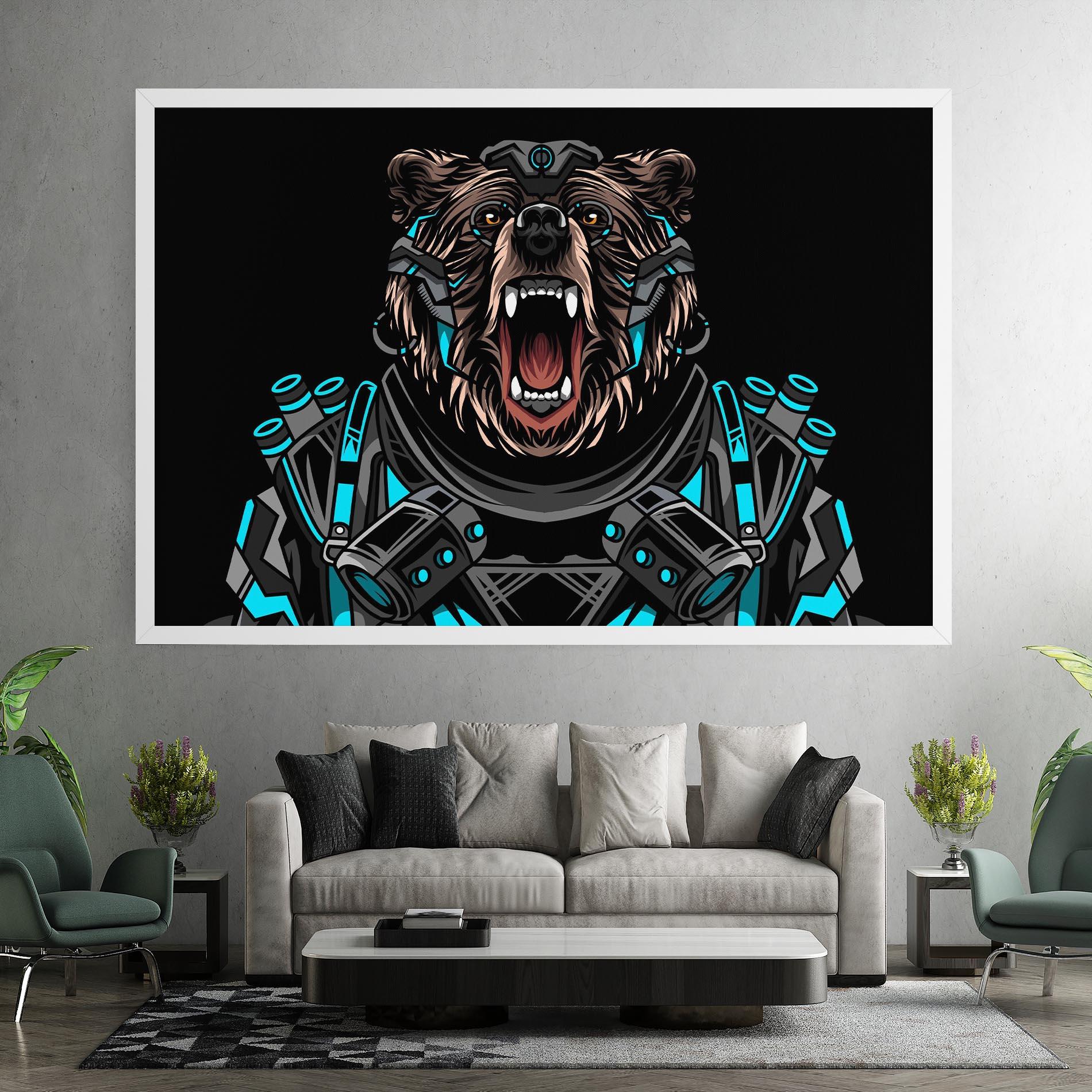 Leinwandbild Black Cyborg Bear mockup 7