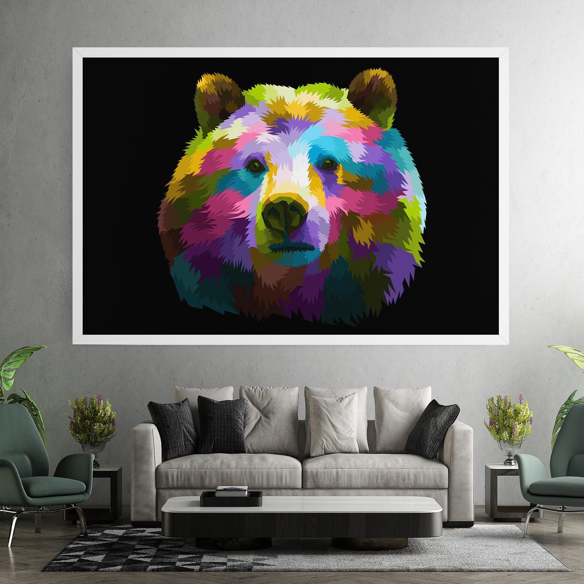 Leinwandbild Colorful Bear Head mockup 7