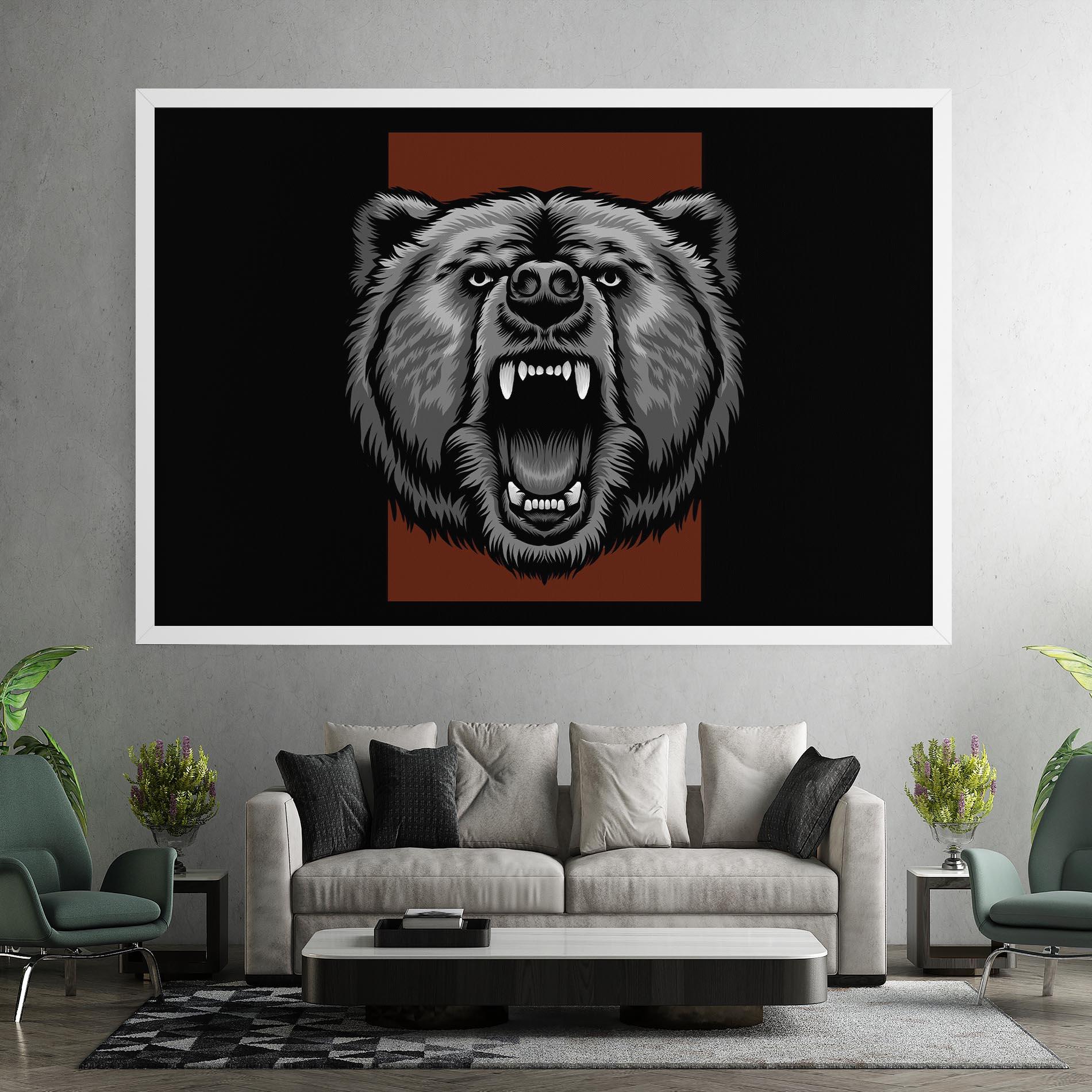 Leinwandbild Grey Bear Head mockup 7