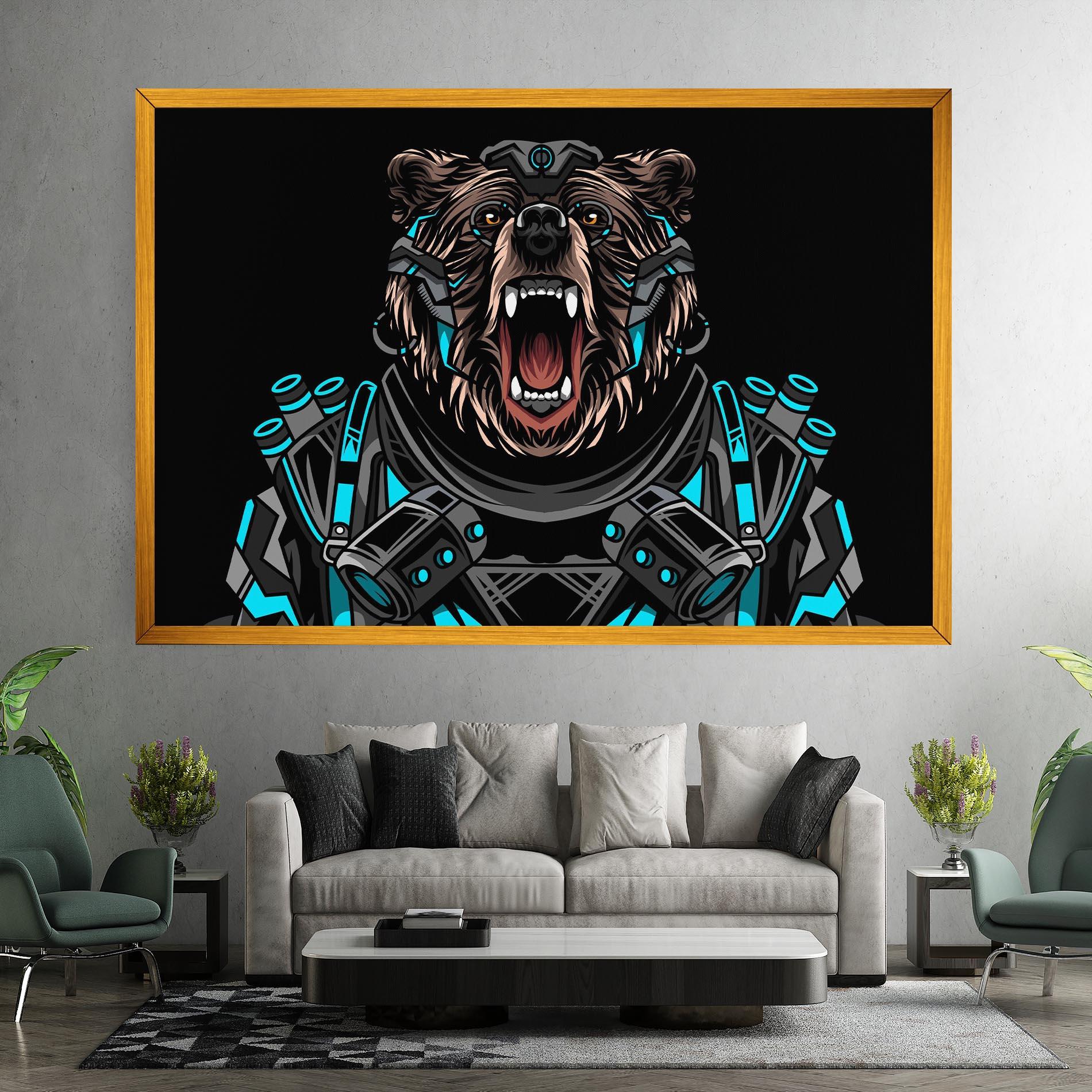 Leinwandbild Black Cyborg Bear mockup 7