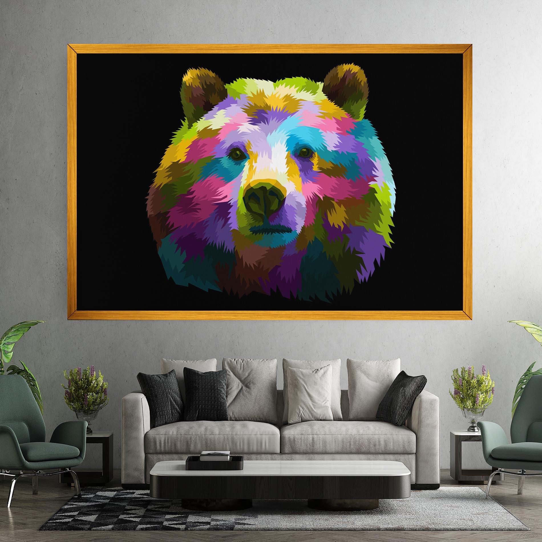 Leinwandbild Colorful Bear Head mockup 7