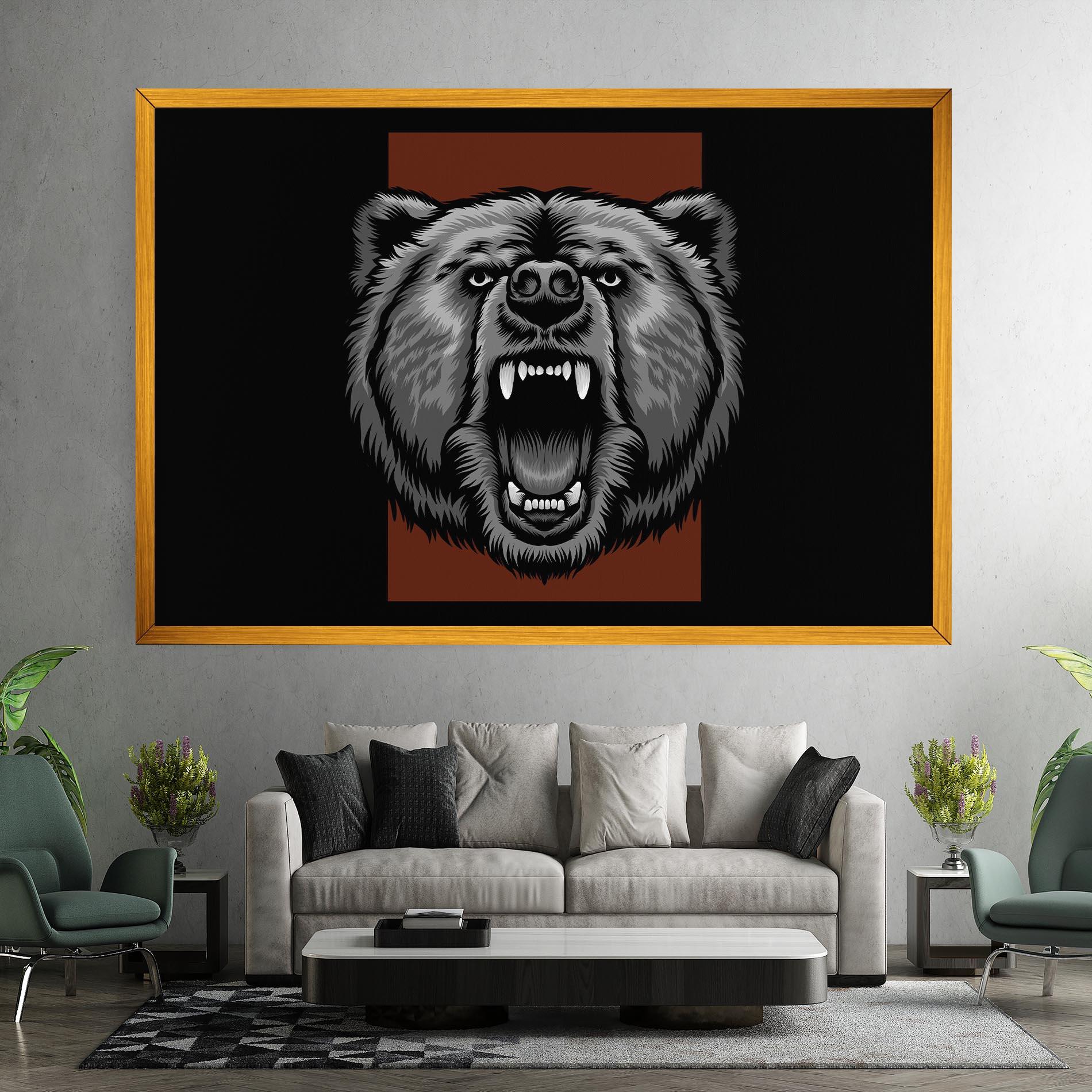 Leinwandbild Grey Bear Head mockup 7