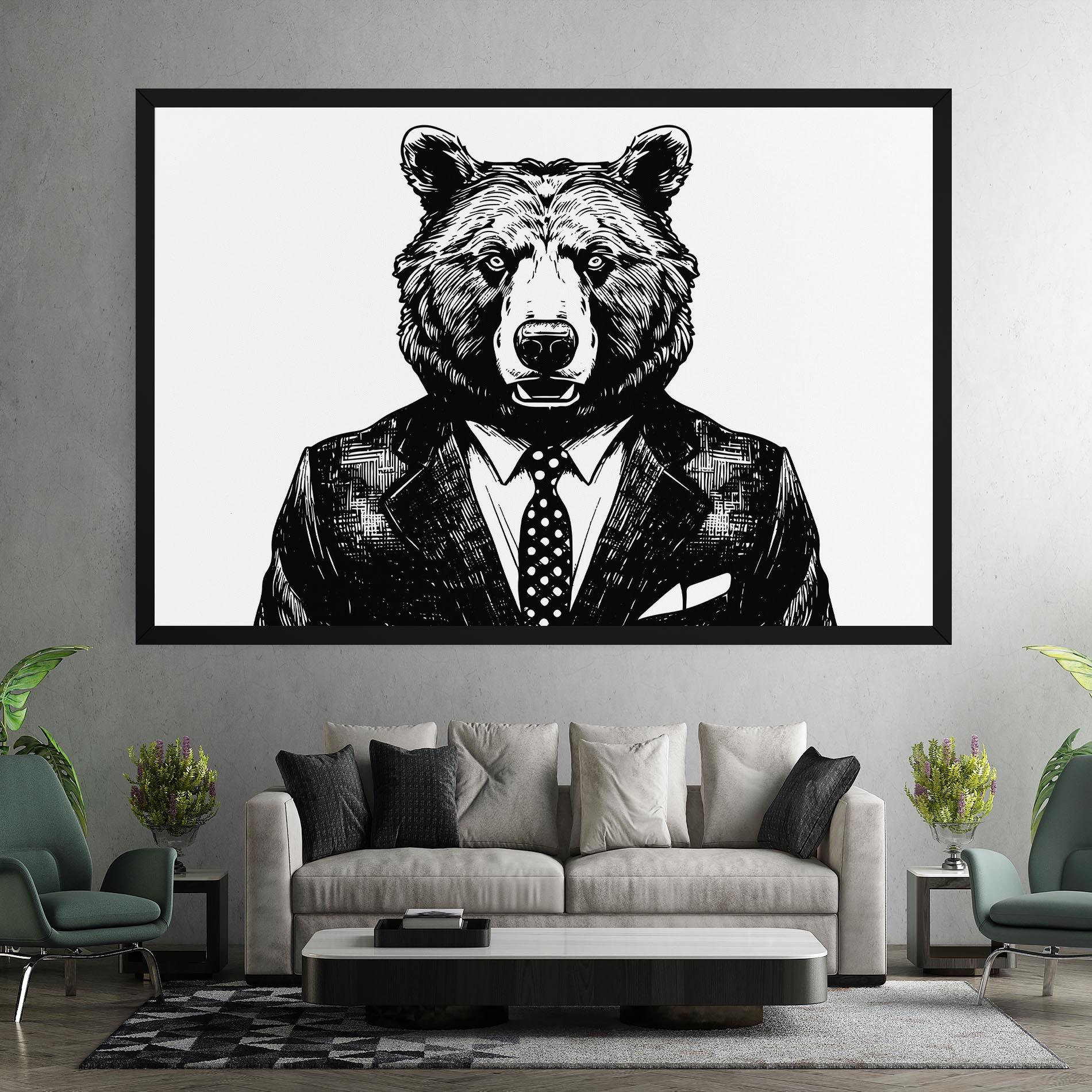 Leinwandbild Bear In Suit mockup 7