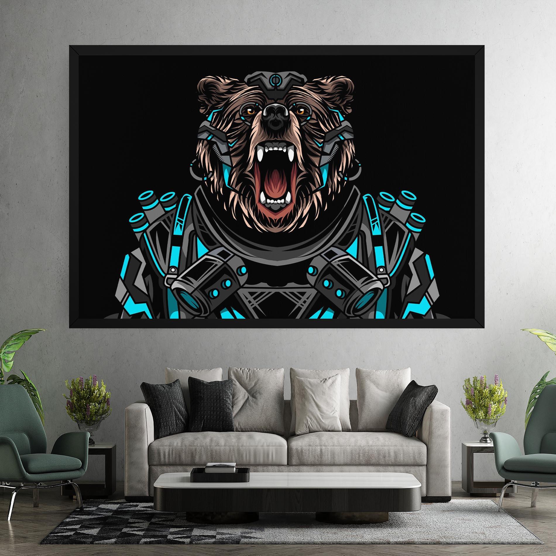 Leinwandbild Black Cyborg Bear mockup 7