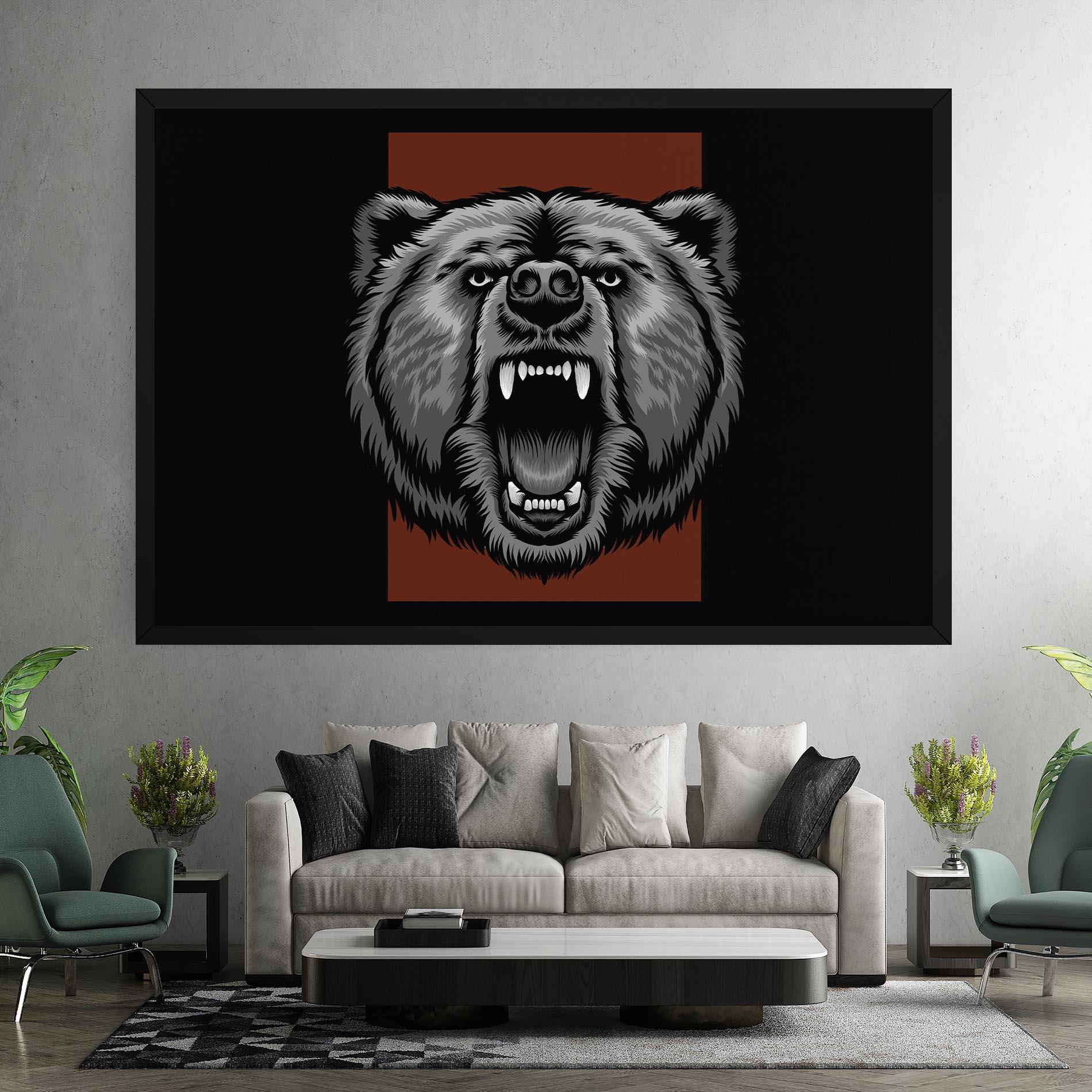 Leinwandbild Grey Bear Head mockup 7