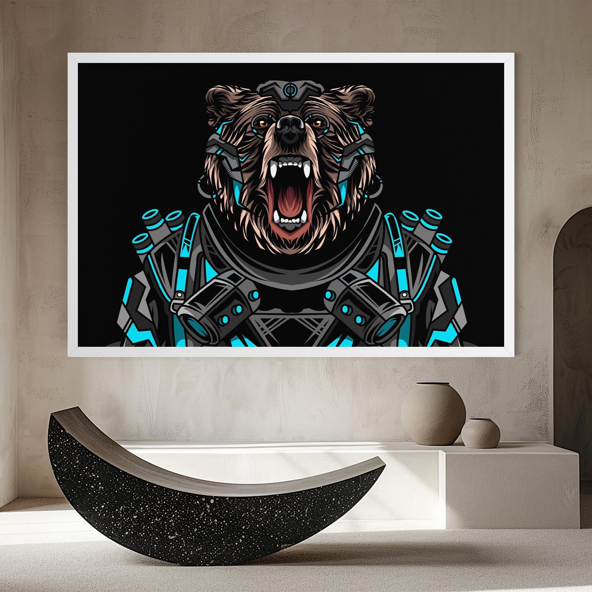Leinwandbild Black Cyborg Bear mockup 8