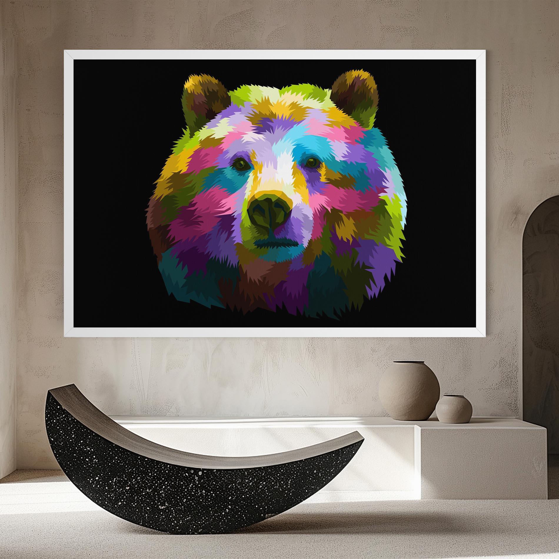 Leinwandbild Colorful Bear Head mockup 8