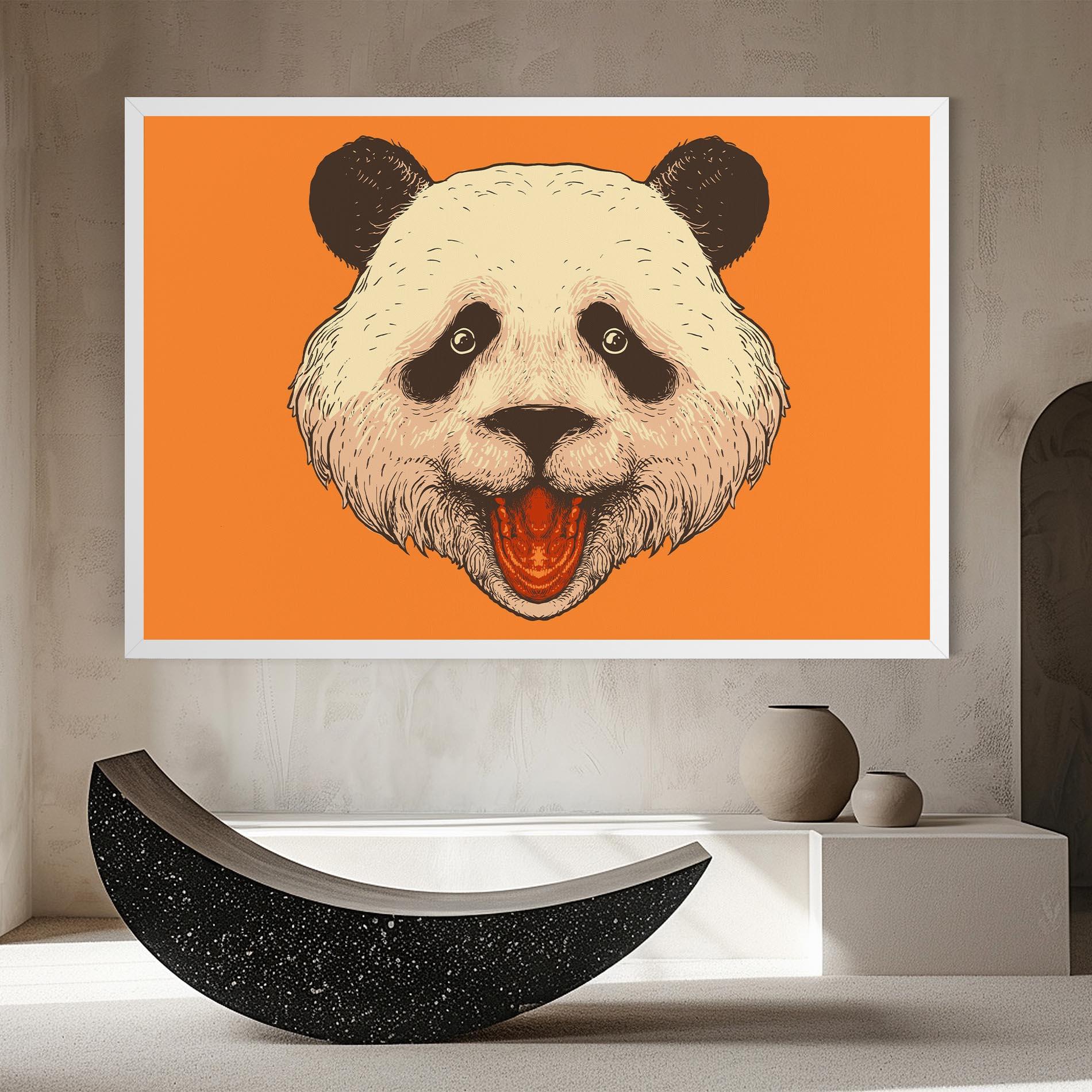 Leinwandbild Panda On Orange mockup 8