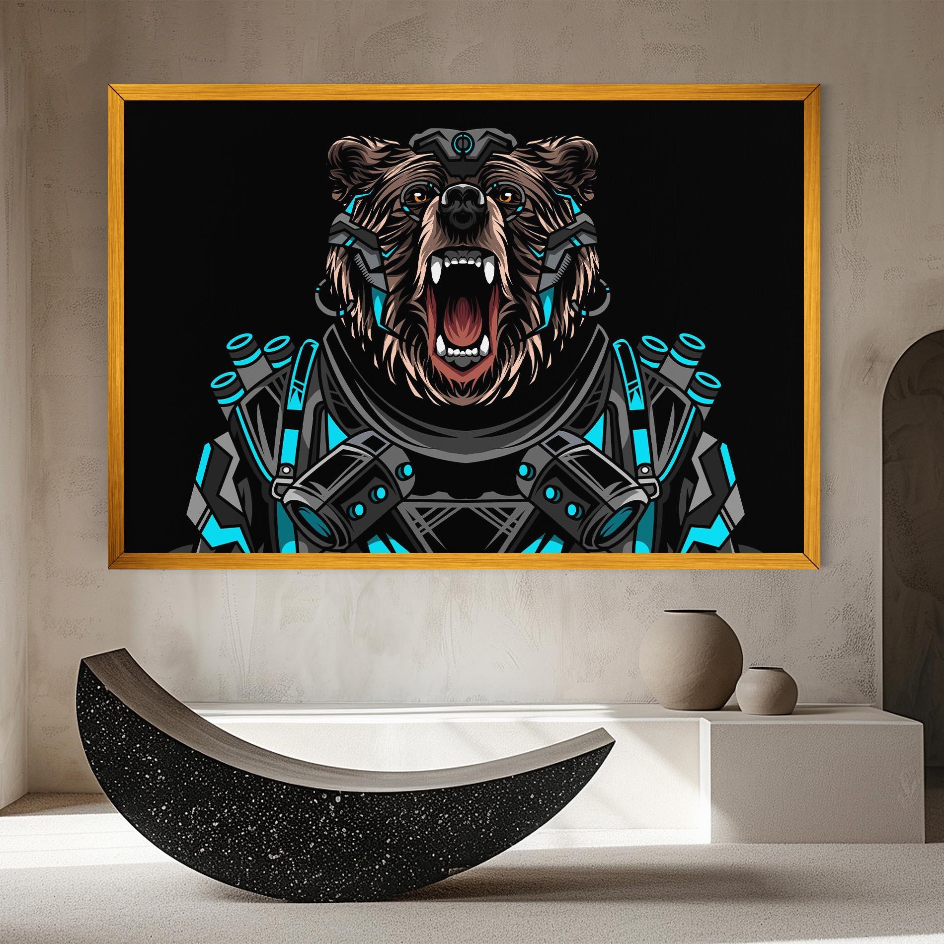 Leinwandbild Black Cyborg Bear mockup 8