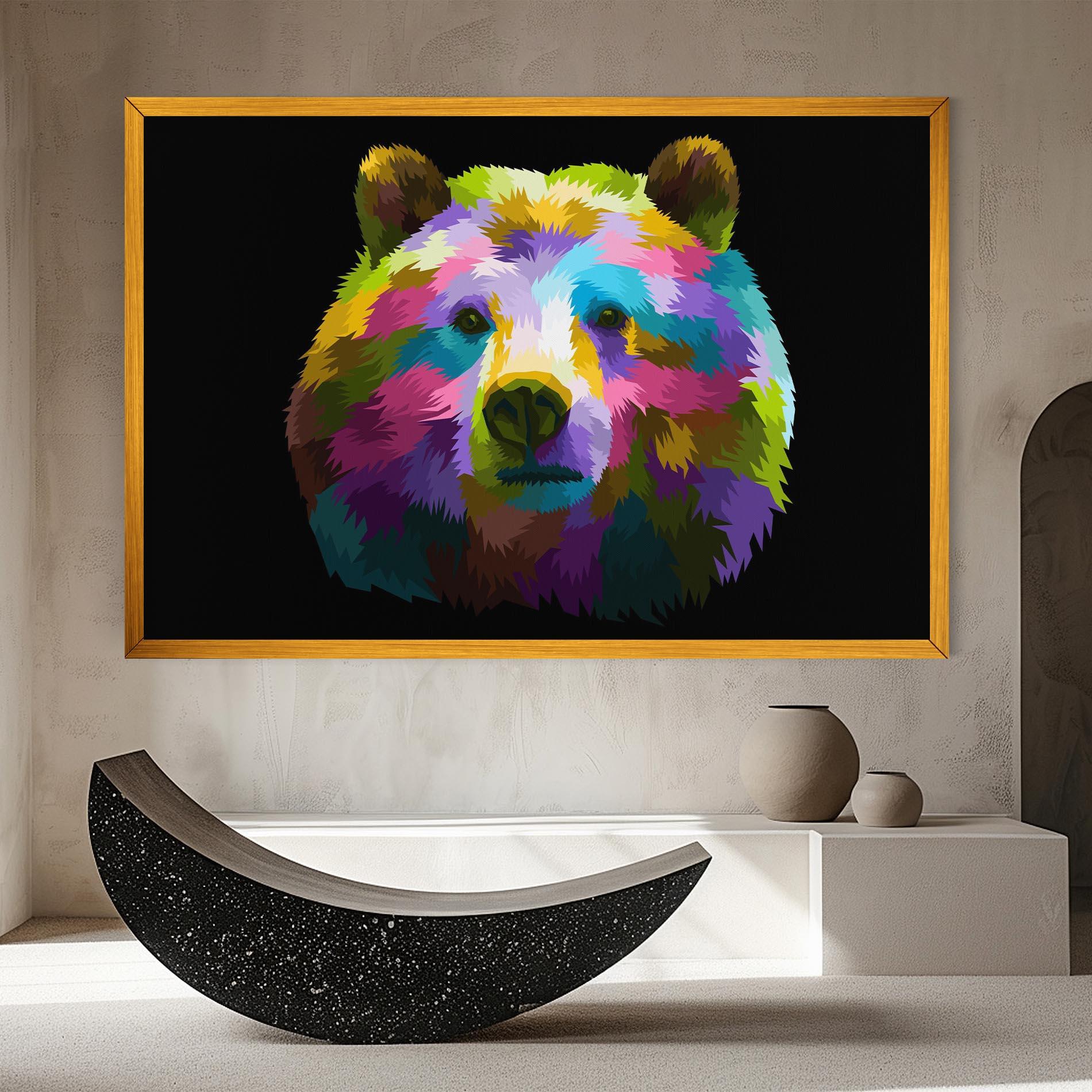 Leinwandbild Colorful Bear Head mockup 8