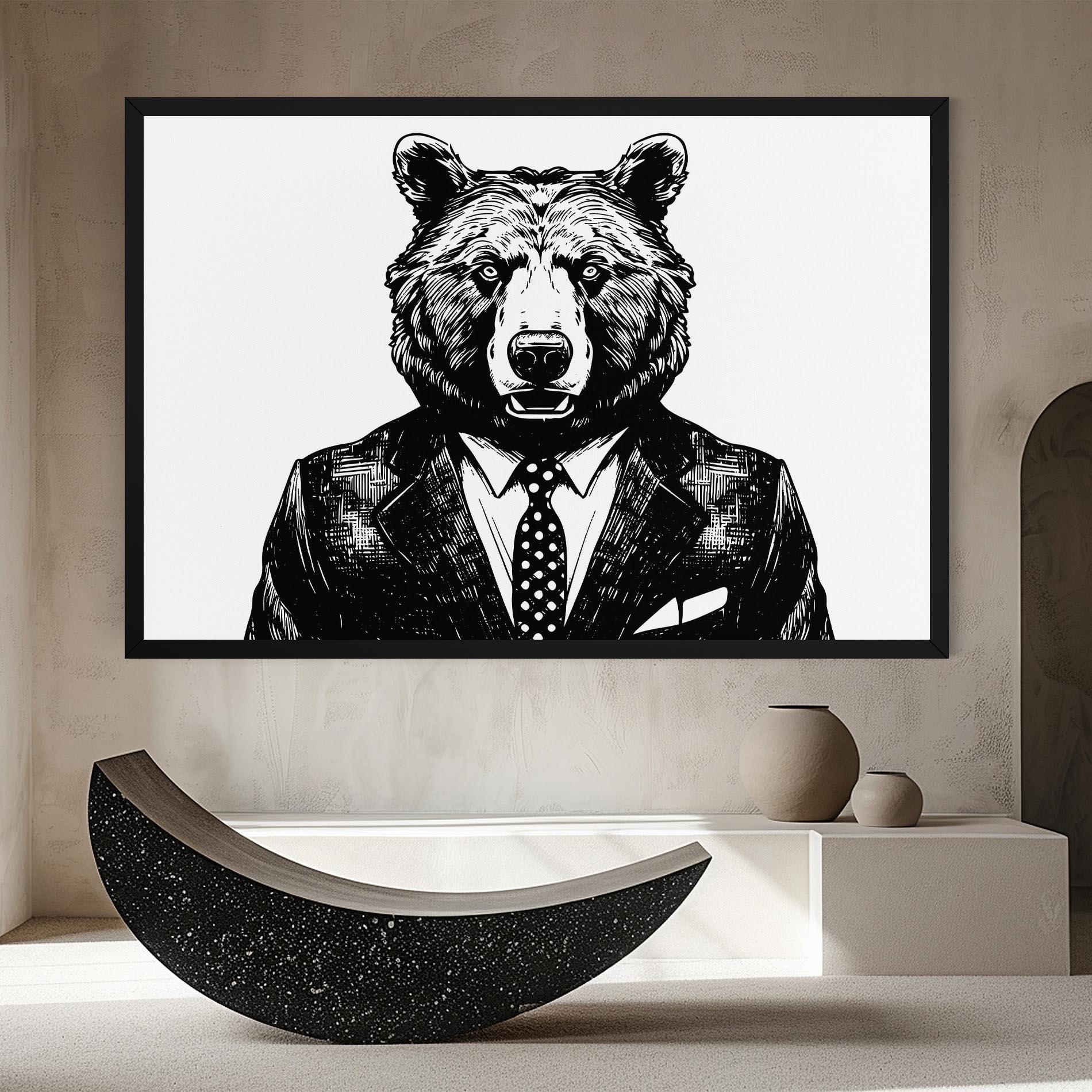 Leinwandbild Bear In Suit mockup 8
