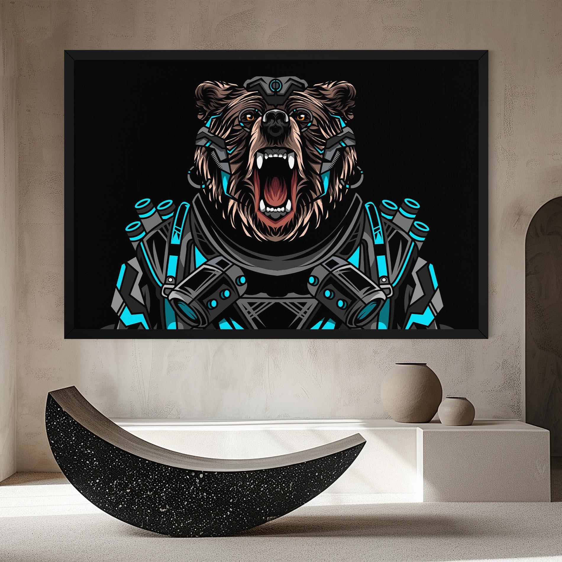 Leinwandbild Black Cyborg Bear mockup 8