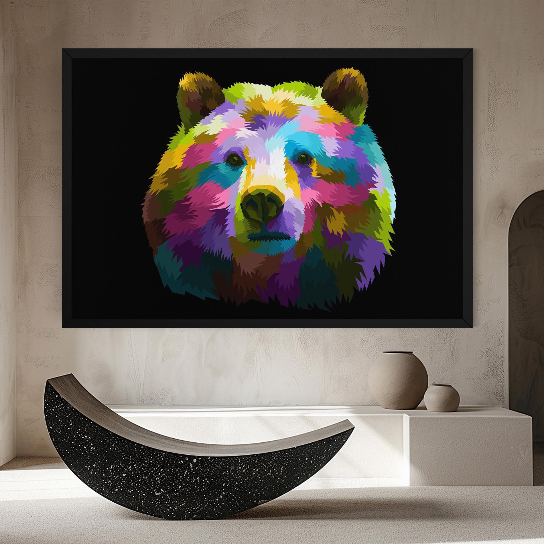 Leinwandbild Colorful Bear Head mockup 8
