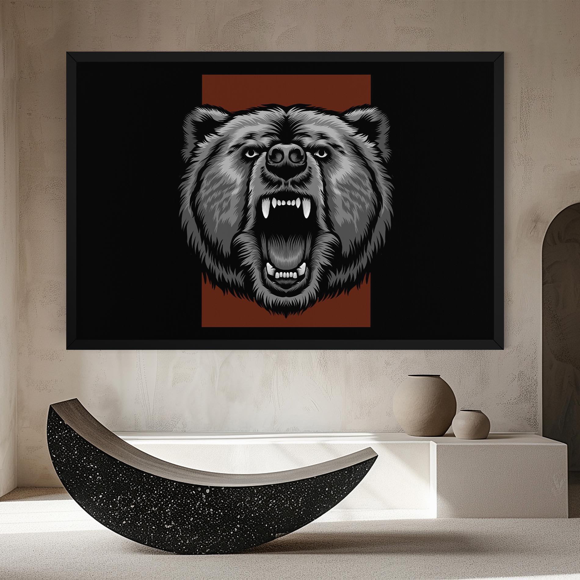 Leinwandbild Grey Bear Head mockup 8