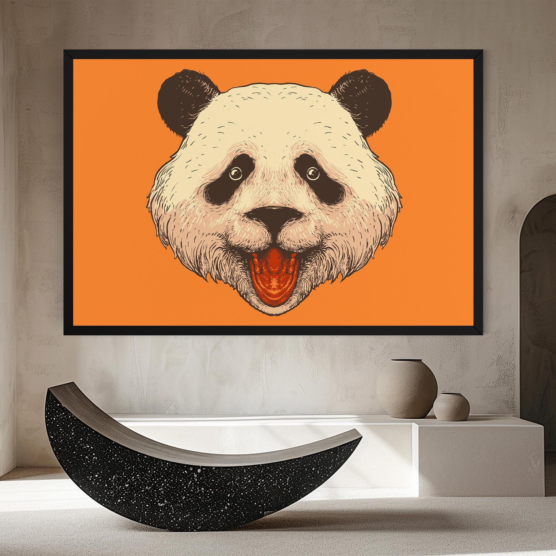 Leinwandbild Panda On Orange mockup 8