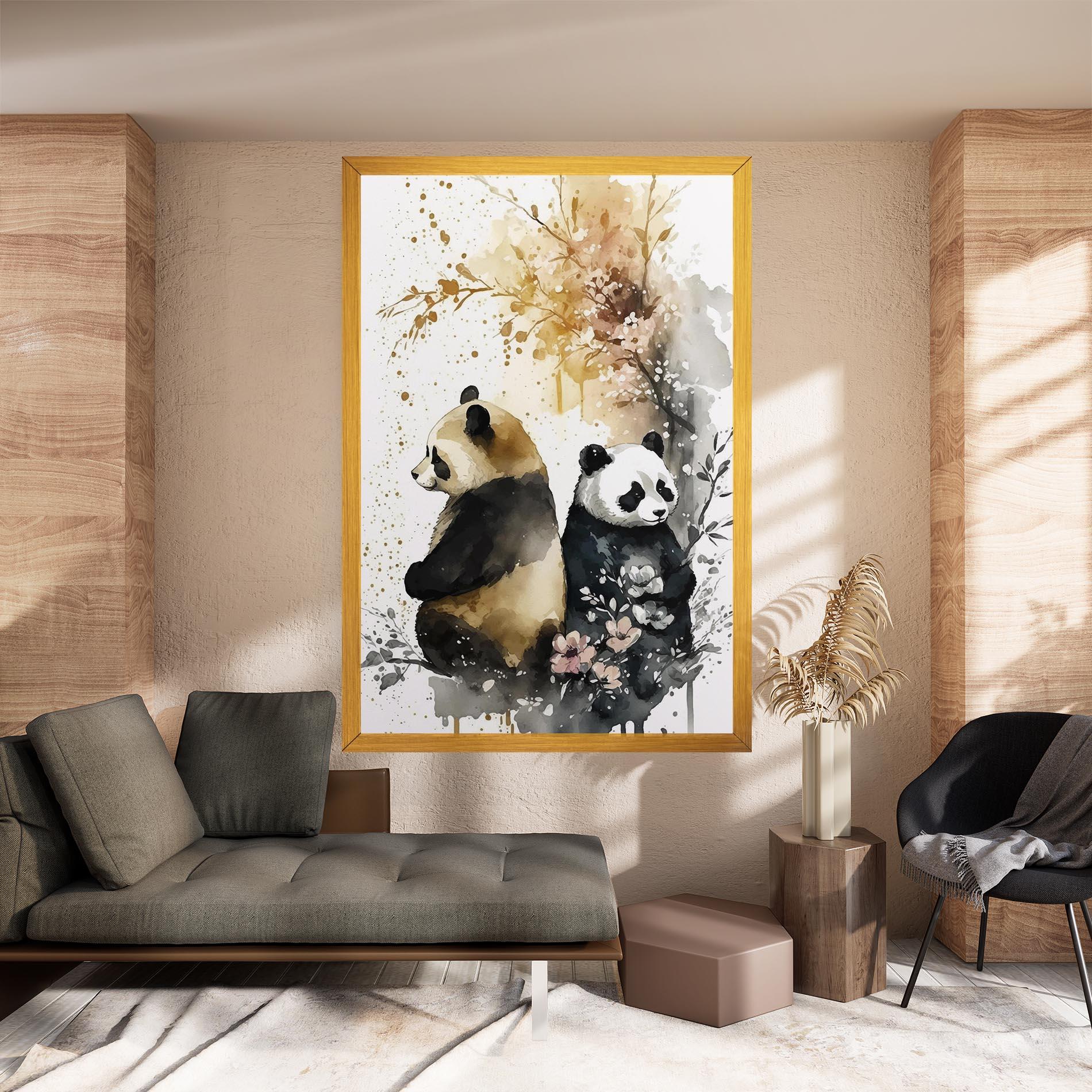 Leinwandbild Gold Panda Art mockup 8