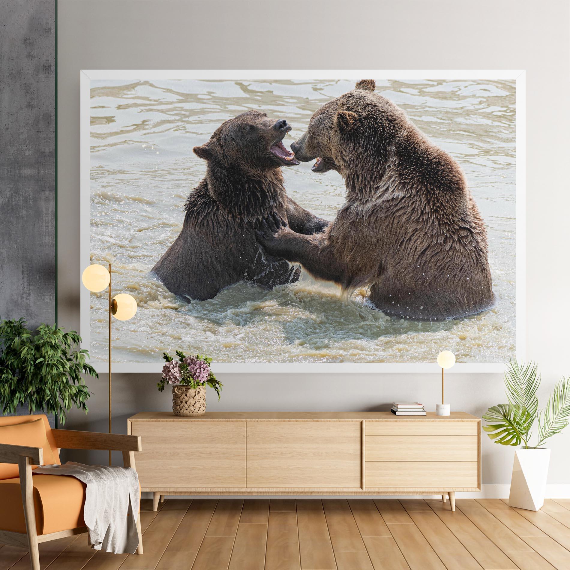 Leinwandbild Bears Fighting mockup 9