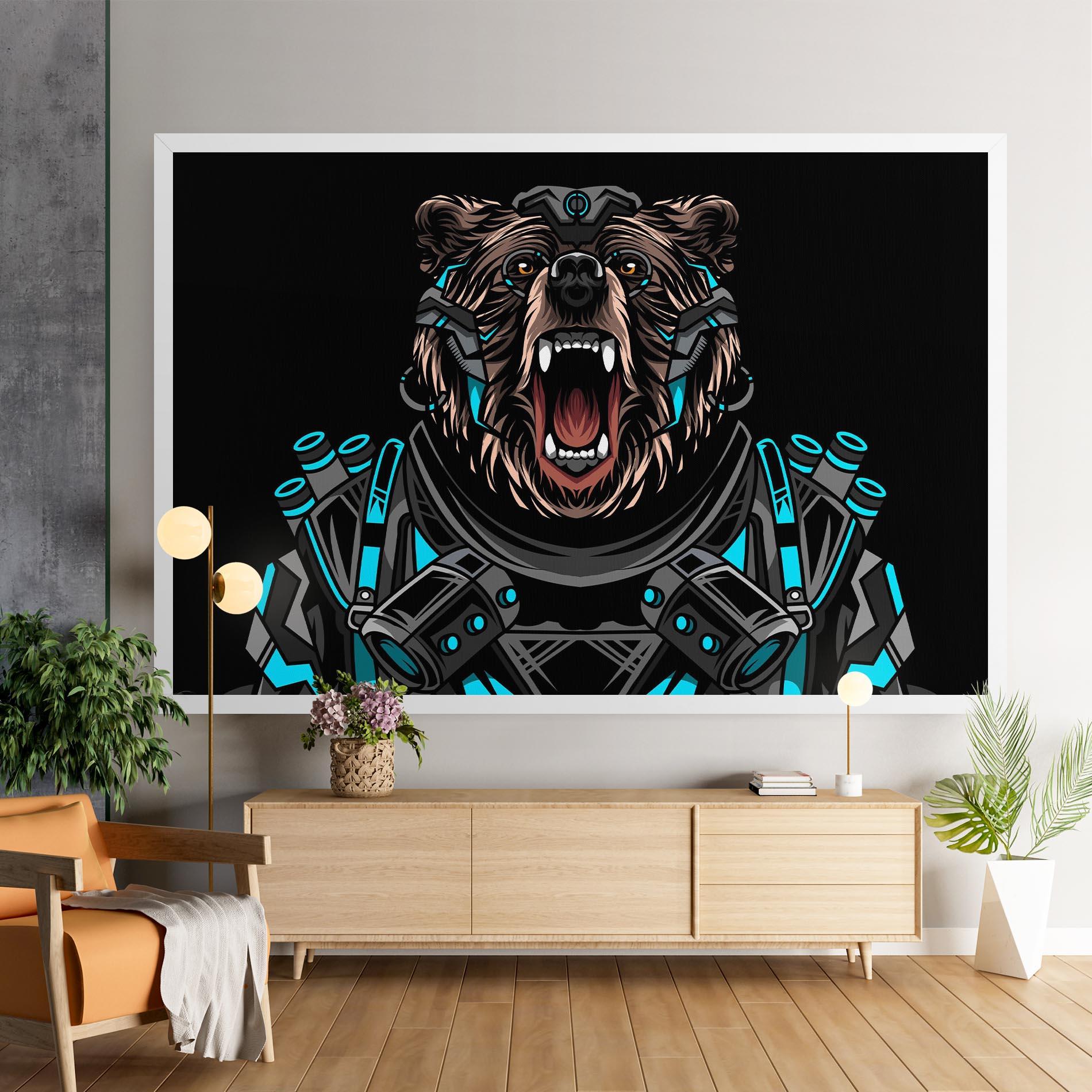 Leinwandbild Black Cyborg Bear mockup 9