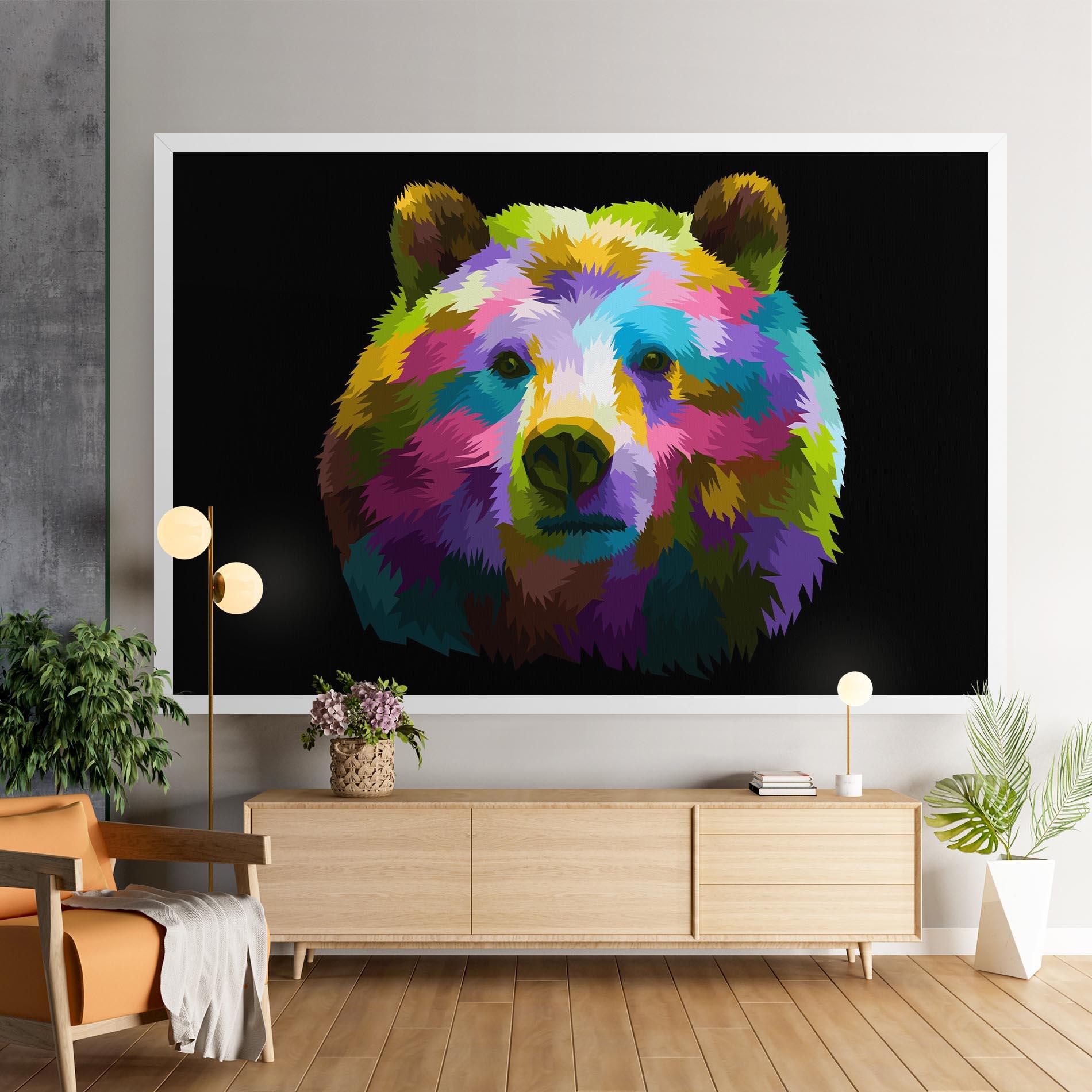 Leinwandbild Colorful Bear Head mockup 9